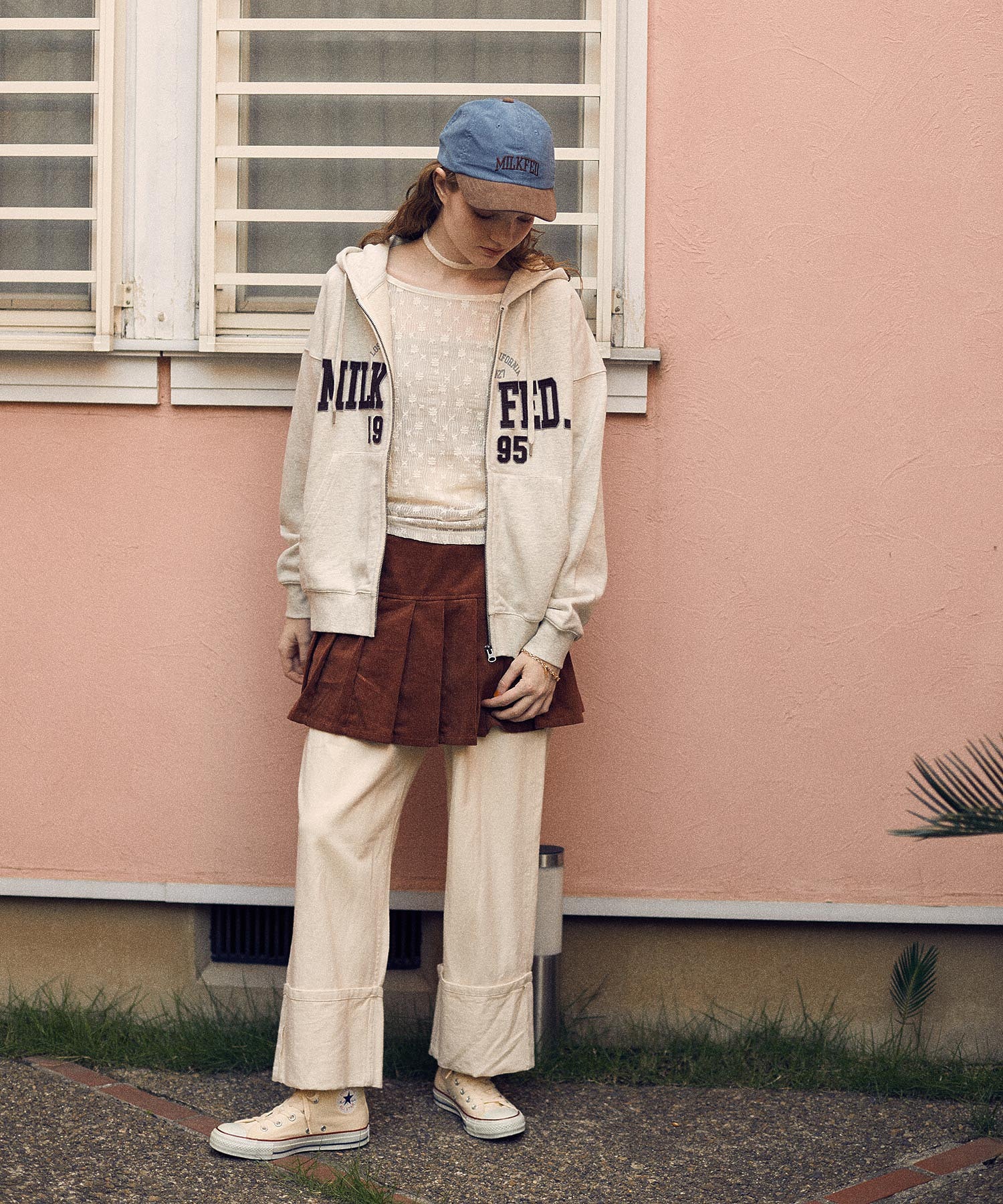 COLLEGE PATCH ZIP UP HOODIE