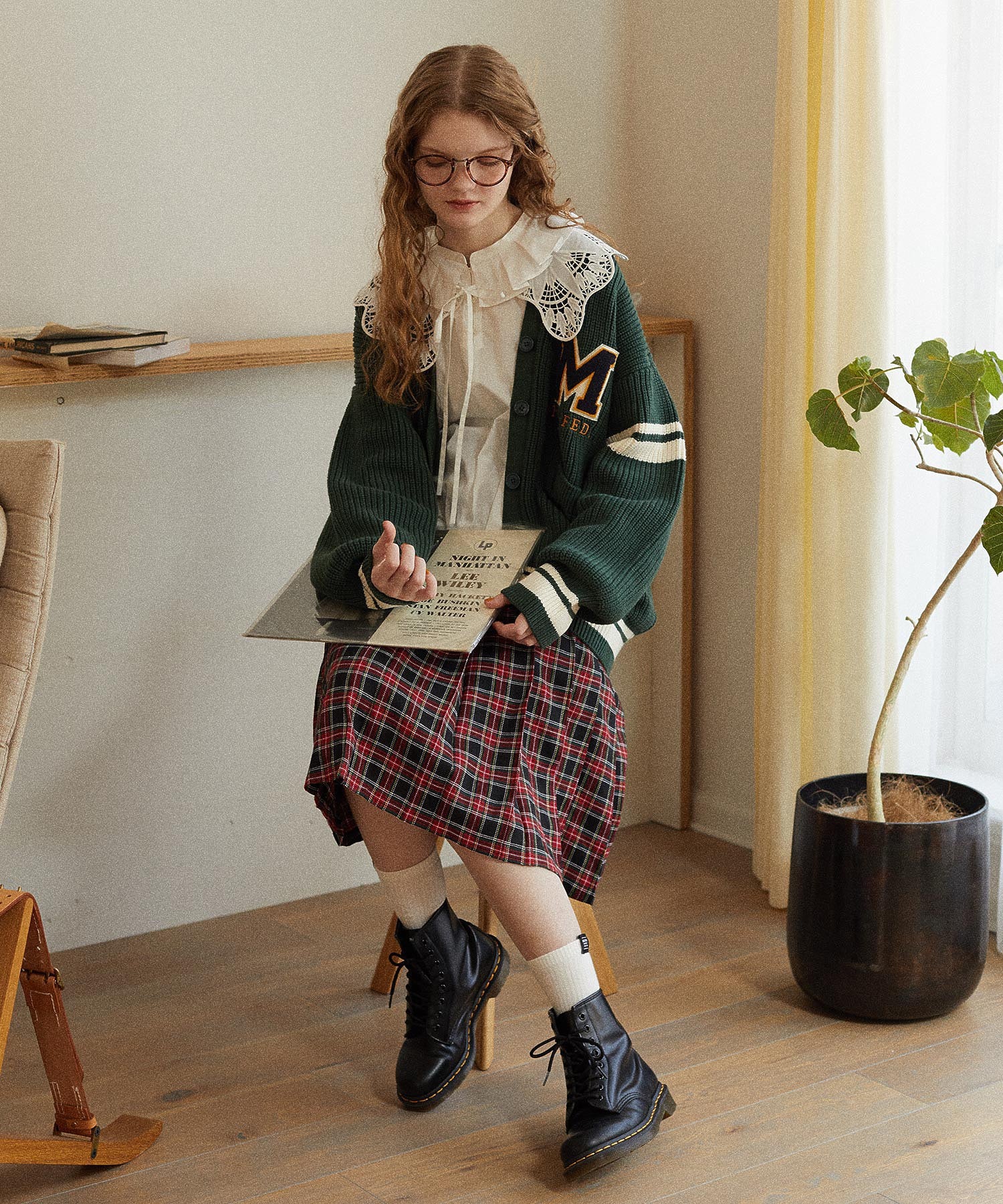 PLEATED PLAID SKIRT