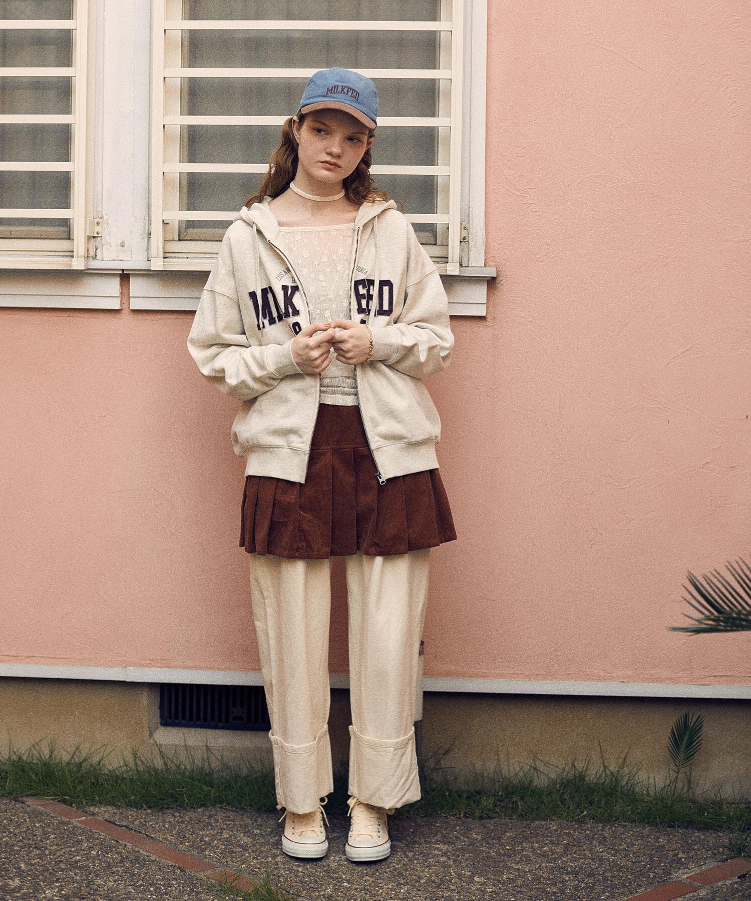 COLLEGE PATCH ZIP UP HOODIE