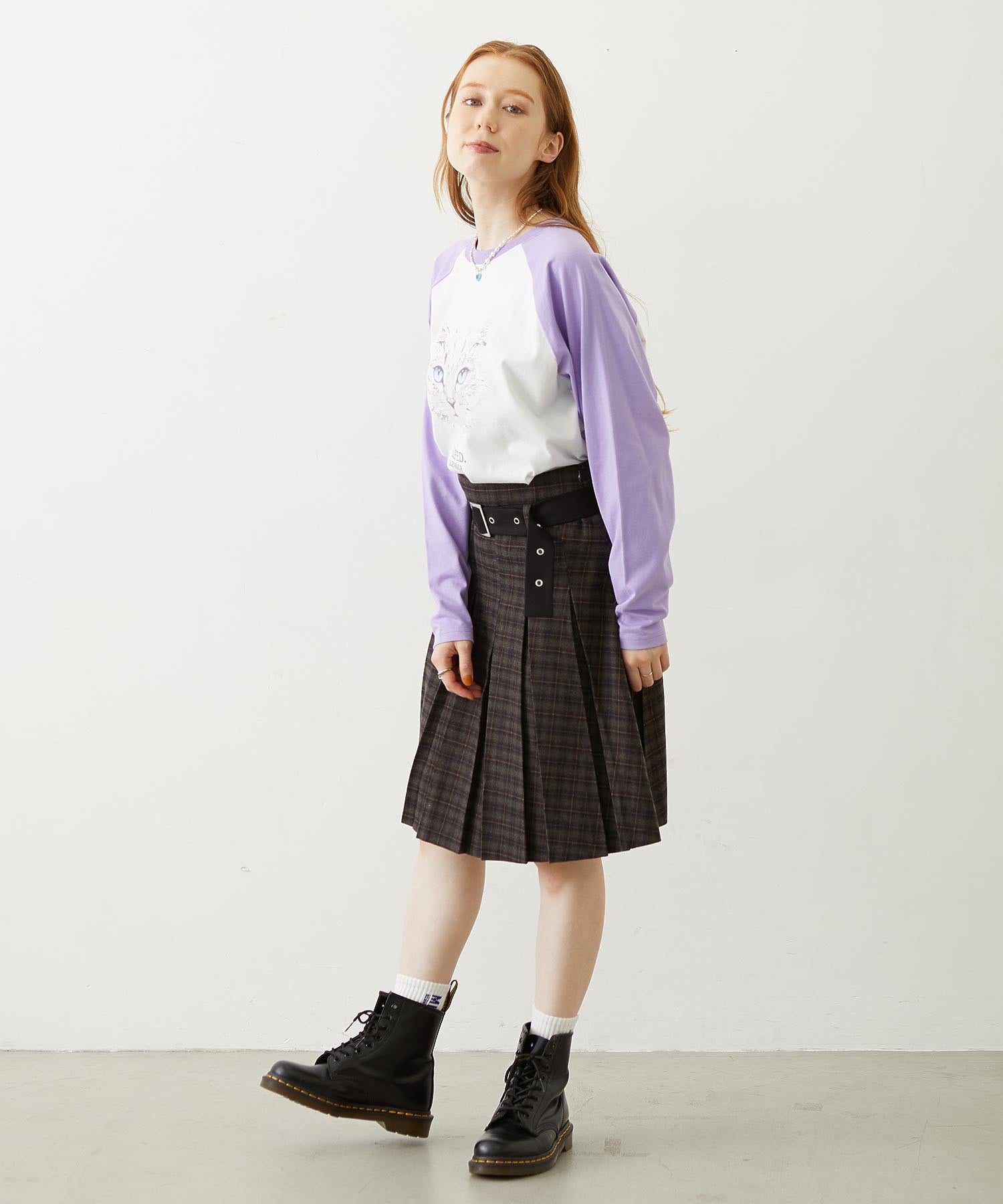 BELTED PLEATED SKIRT