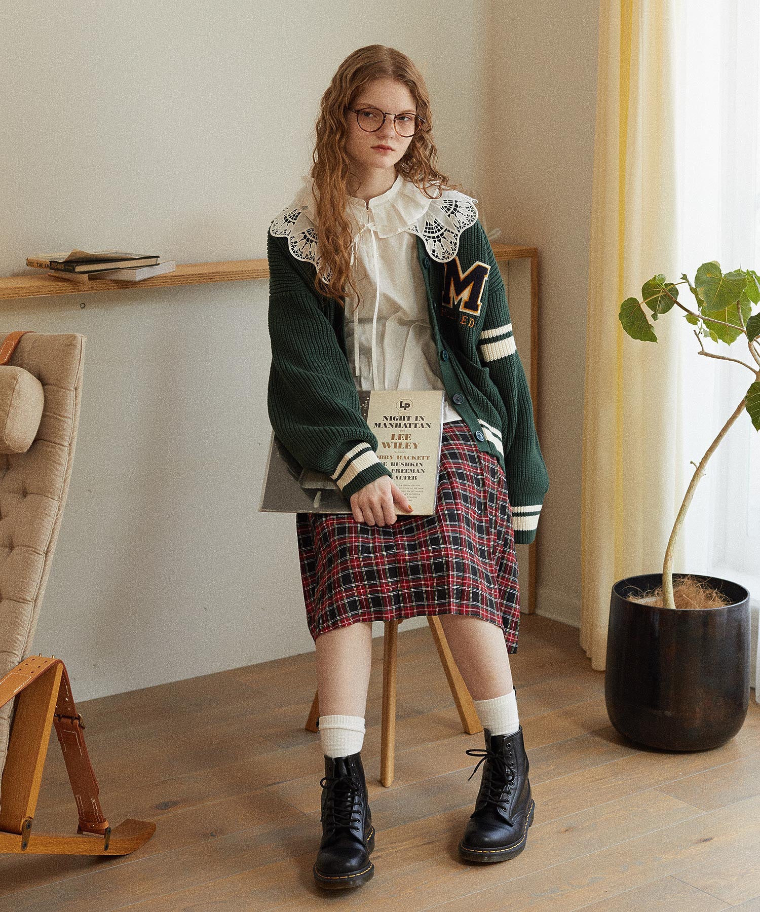 PLEATED PLAID SKIRT