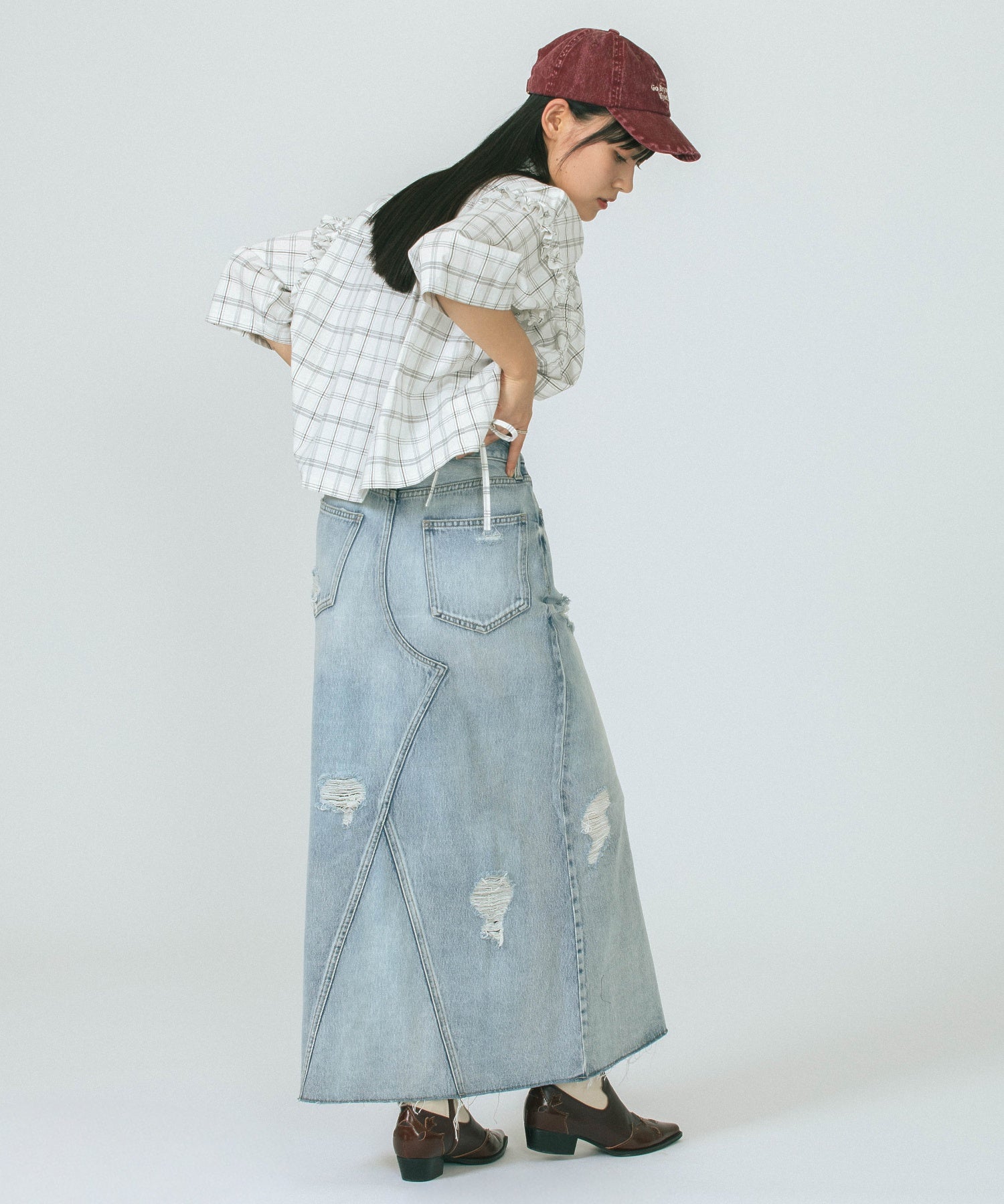 DAMEGE DENIM SKIRT