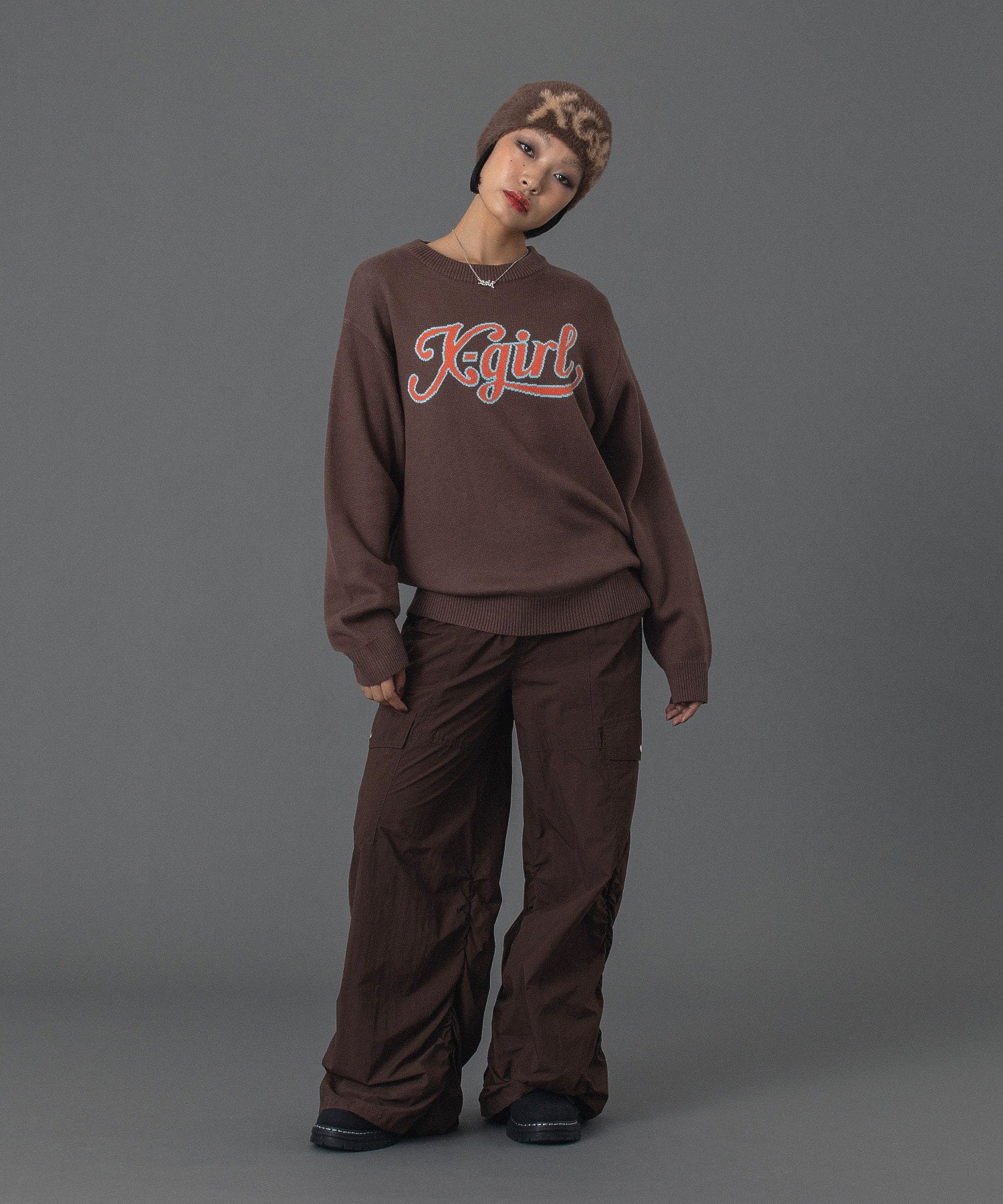 LETTERING LOGO JACQUARD KNIT TOP