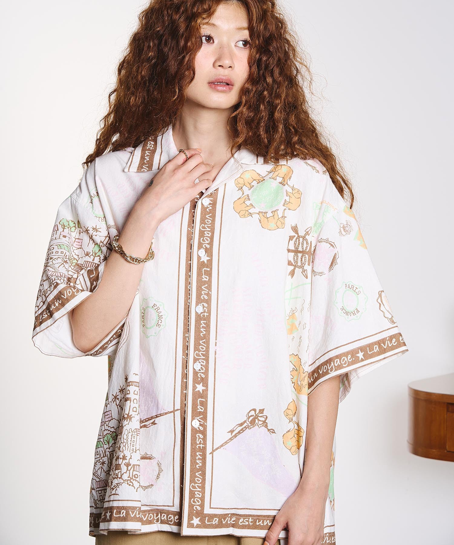 HLAADA for ROSEBUD/VOYAGE PRINT SHORT SLEEVE SHIRT