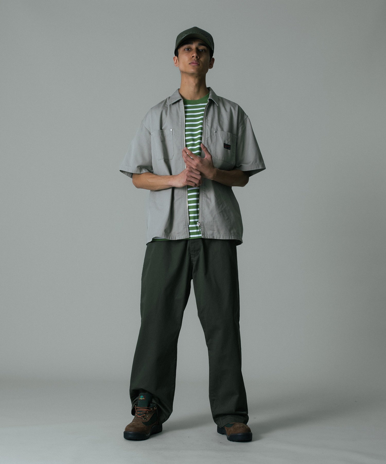 ZIP UP S/S WORK SHIRT