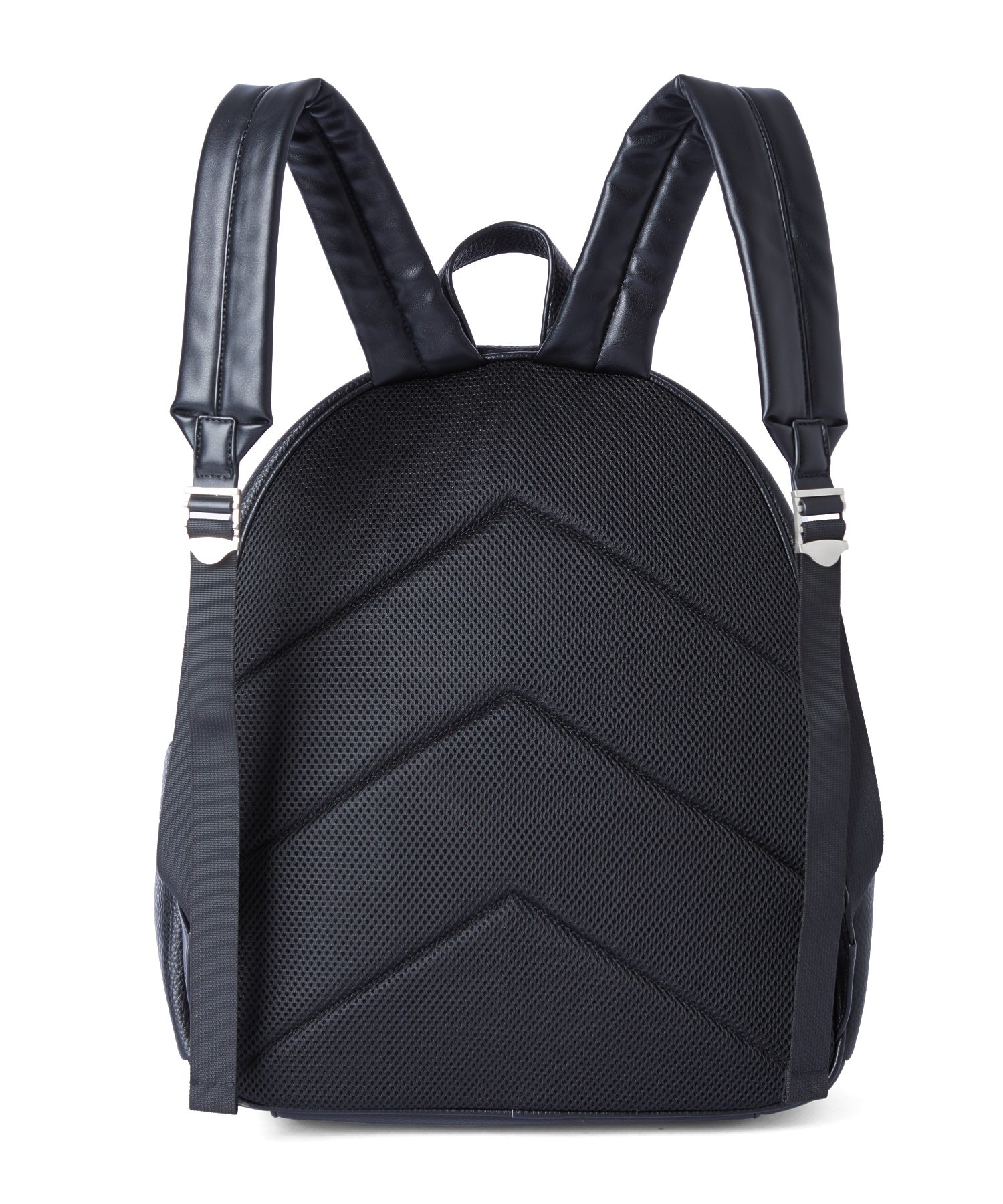 METAL LABEL FAUX LEATHER DAYPACK