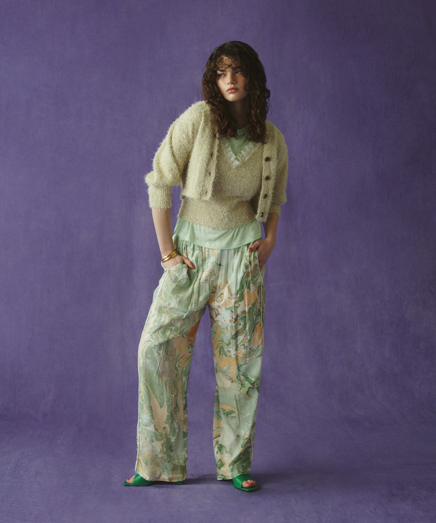 MARBLE PRINT EASY PANTS