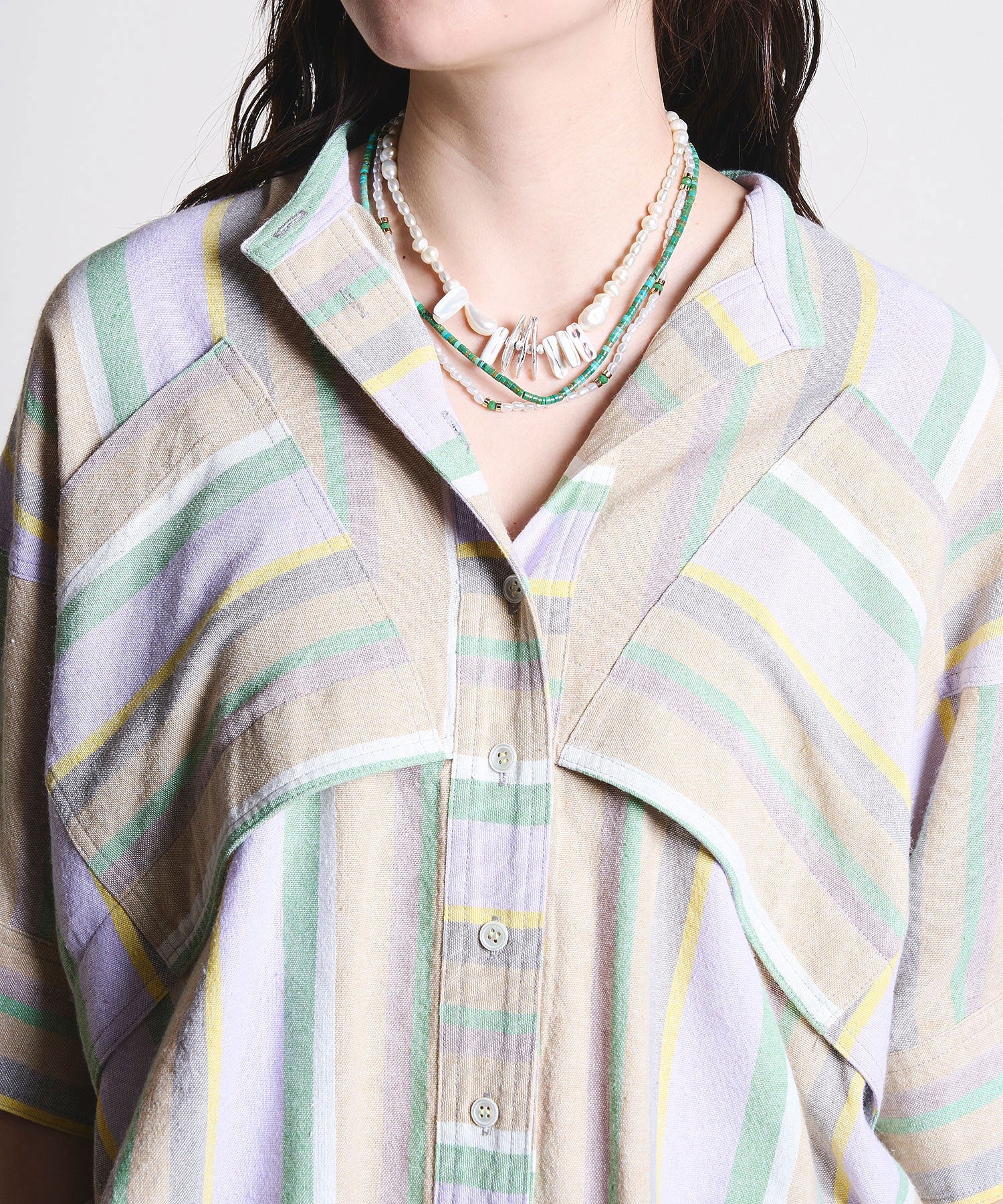 GENE HEAVENS/PANEL STRIPE S/S SHIRT