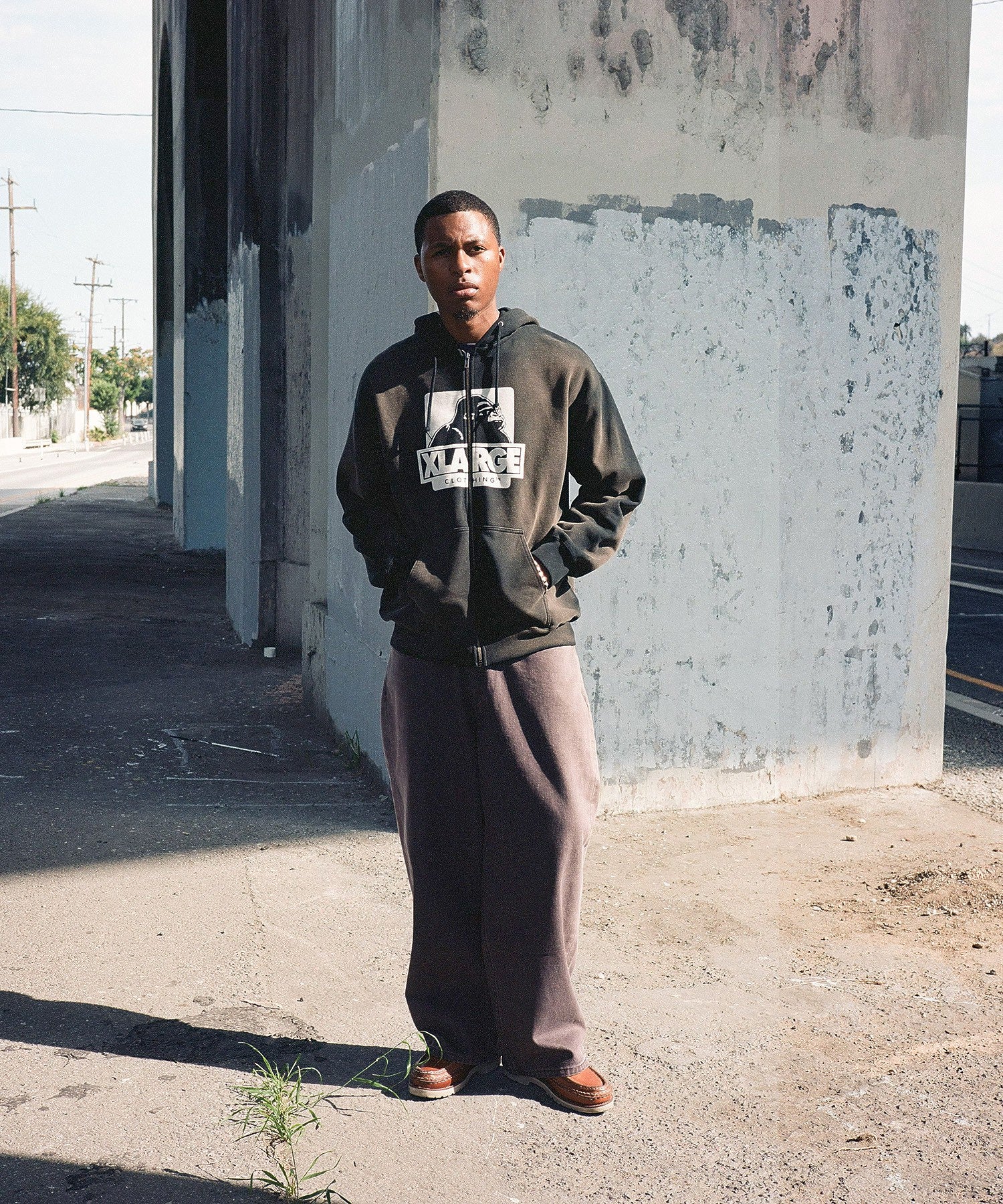 DISCHARGE PRINTED OG ZIP HOODED SWEATSHIRT
