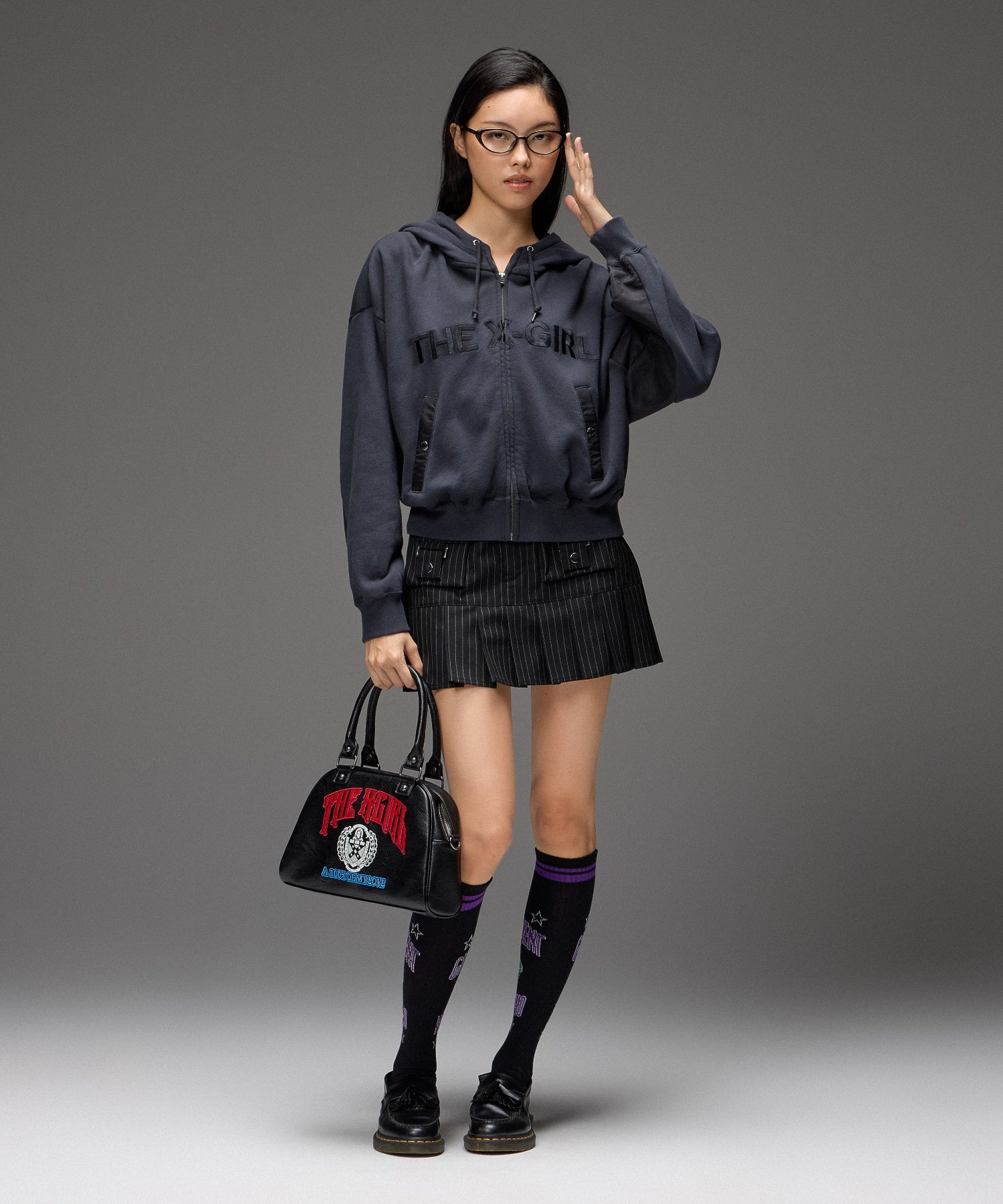 WORLD LOGO JACQUARD RIB HIGH SOCKS