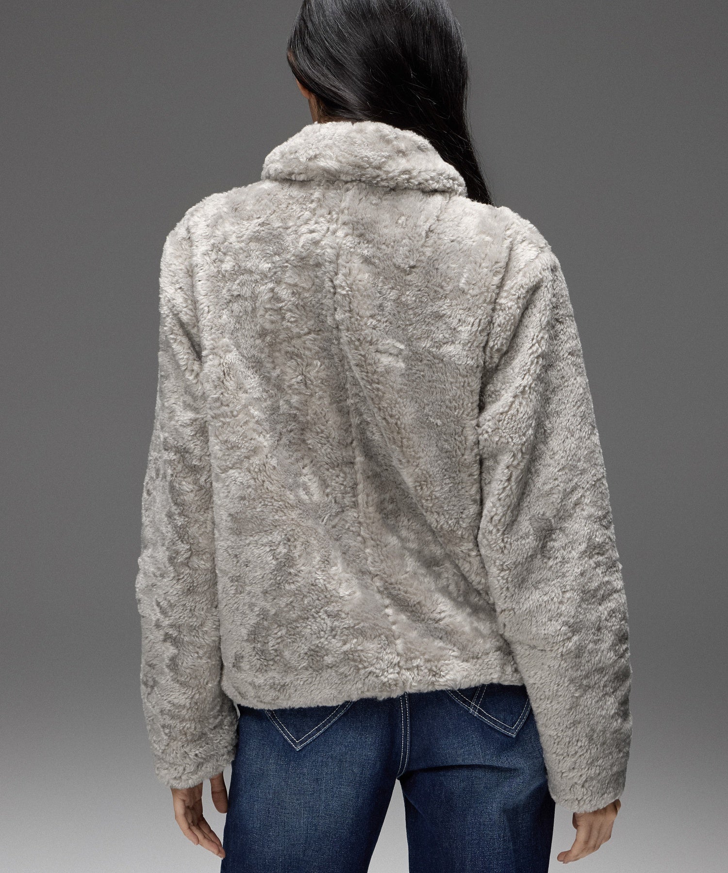 FAUX FUR LACE UP JACKET