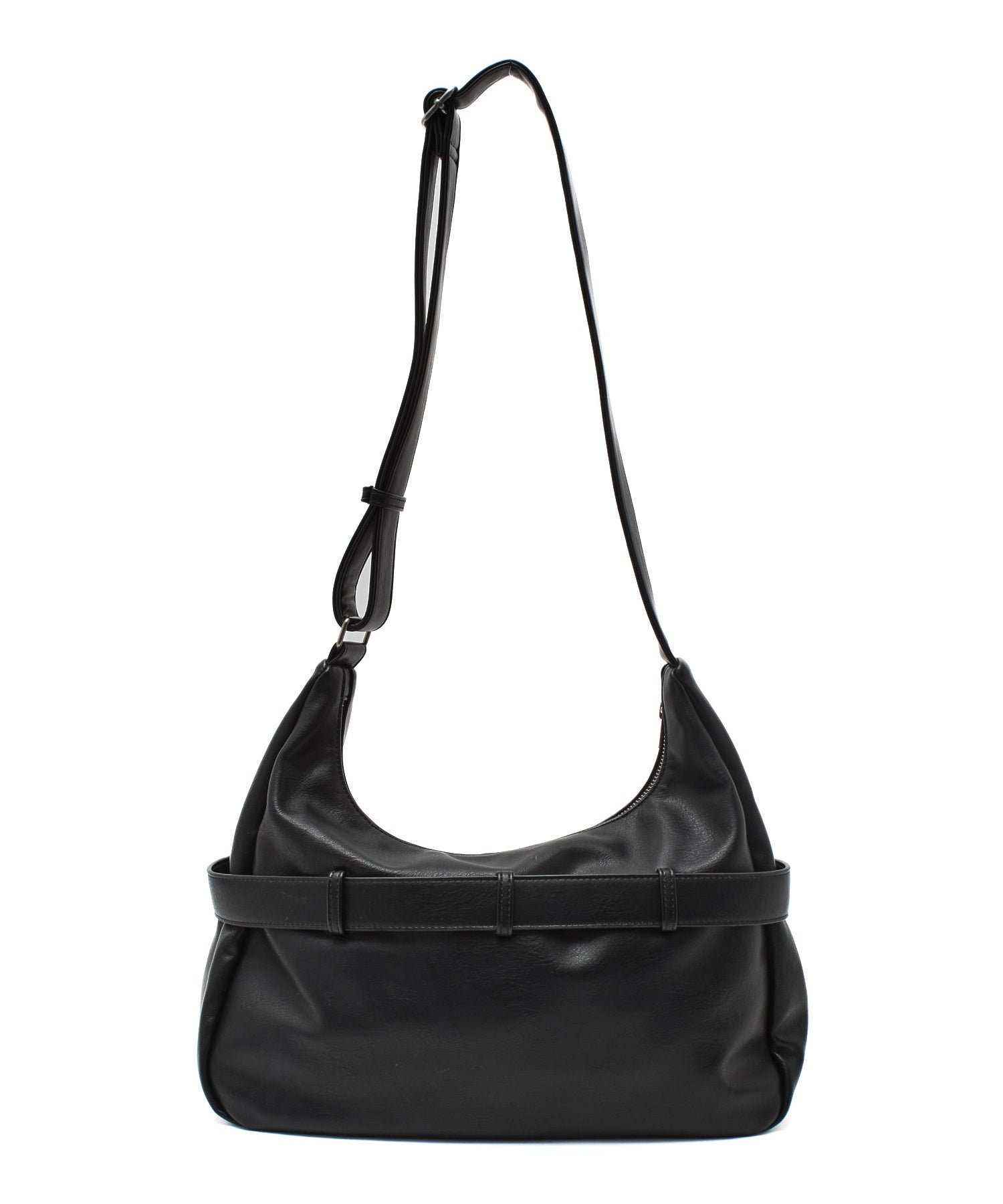 OVAL LOGO CLASP FAUX LEATHER SHOULDER BAG
