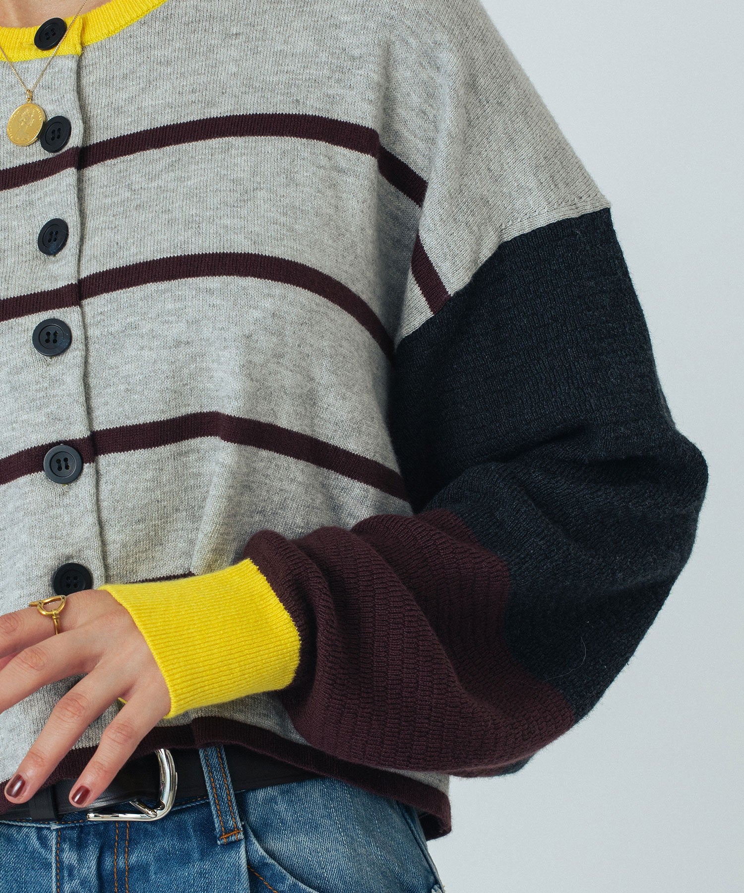 CREOLME/MULTI STRIPE KNIT CARDIGAN