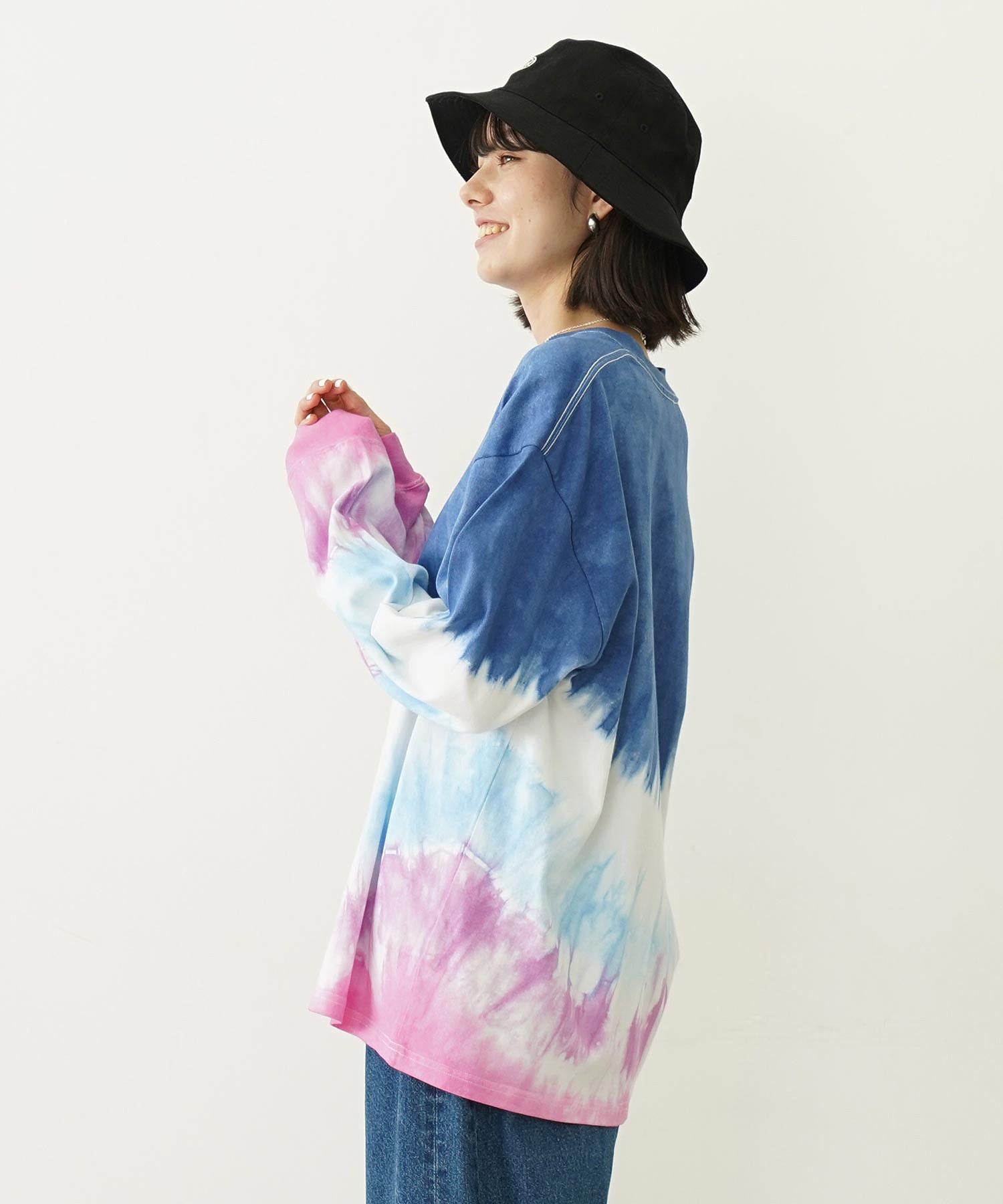 TIE DYED JAGGED PATTERN L/S TEE