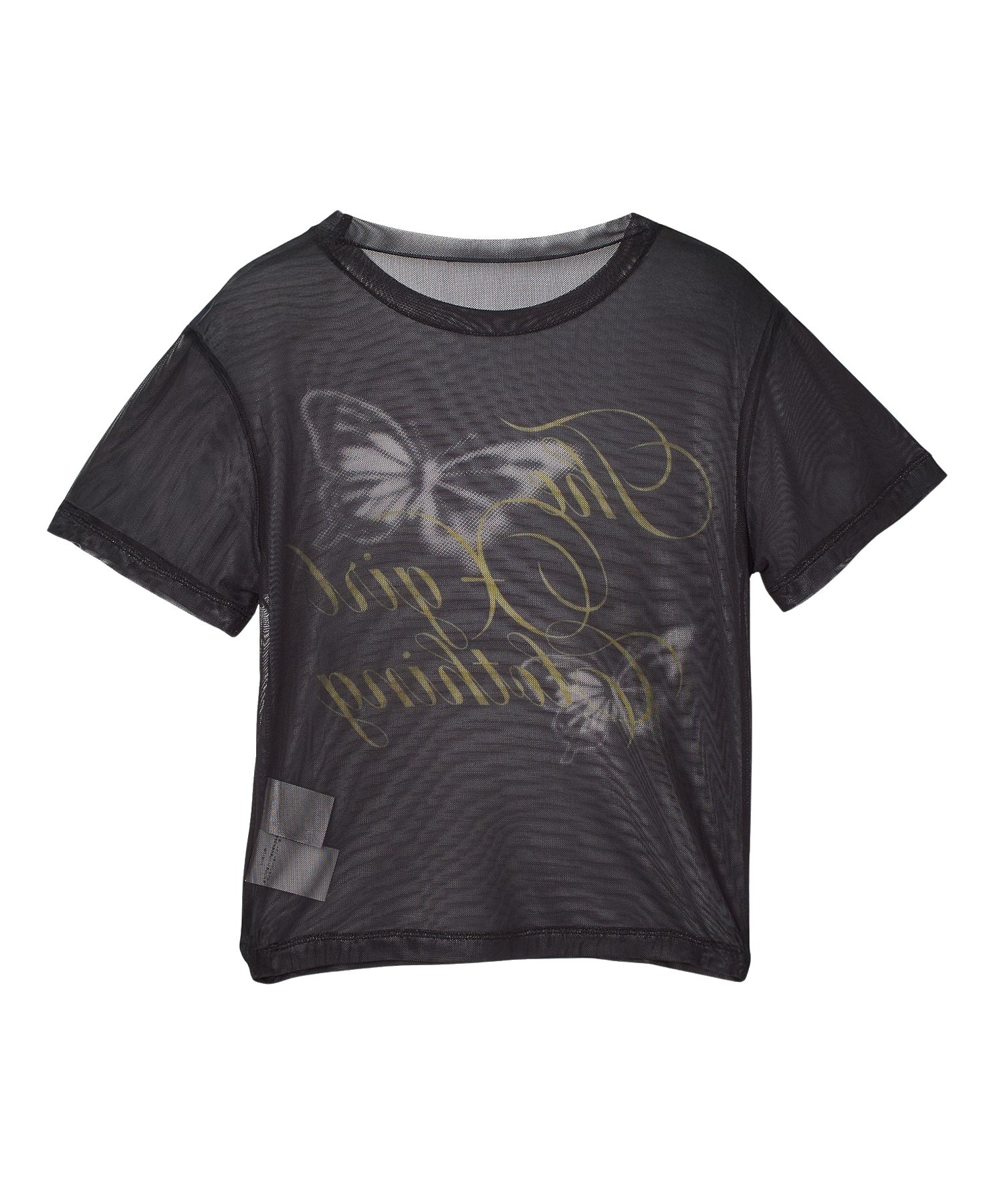 SCRIPT LOGO AND BUTTERFLY MESH S/S BABY TEE
