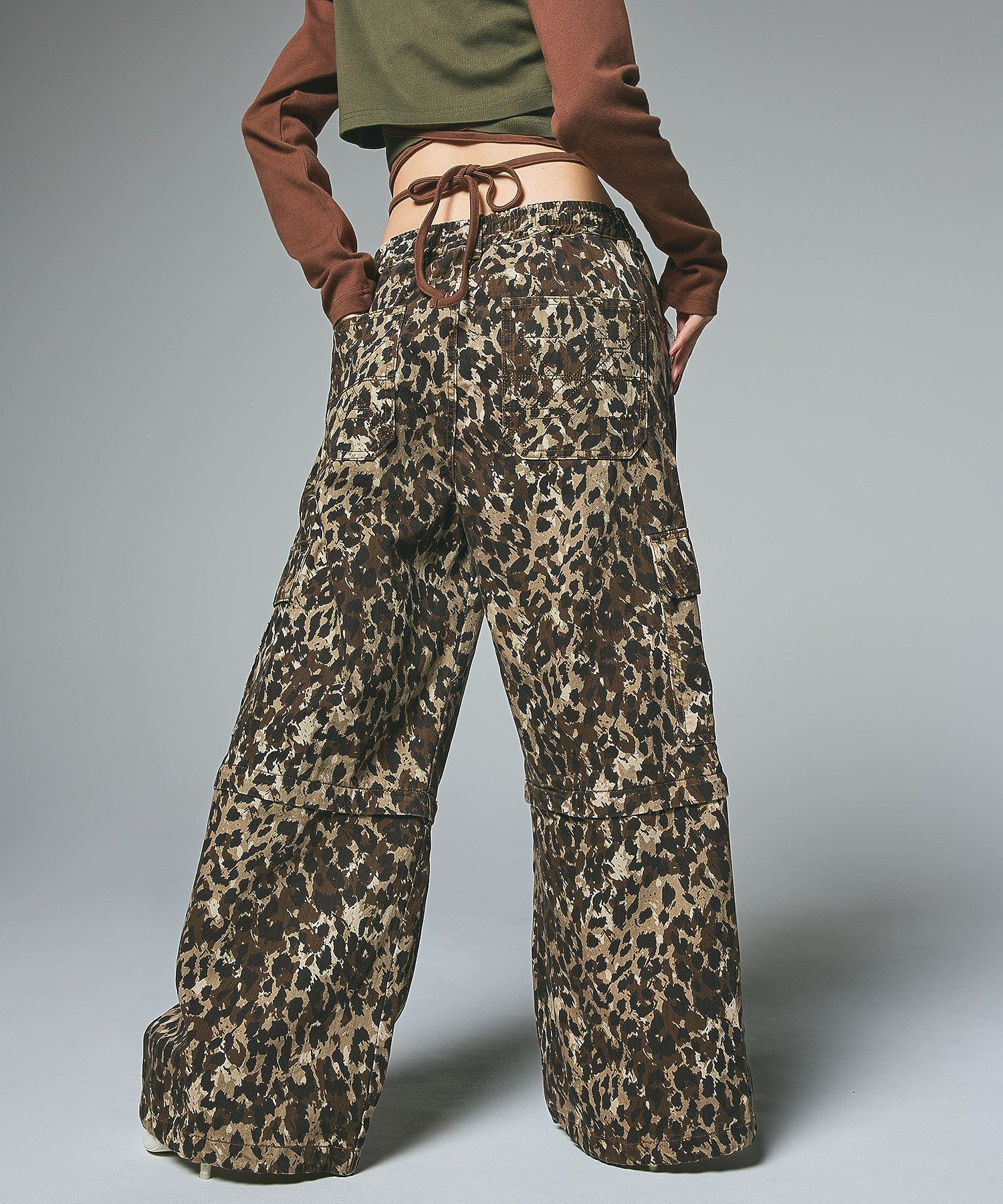 WASHED 2WAY WIDE LEG CARGO PANTS