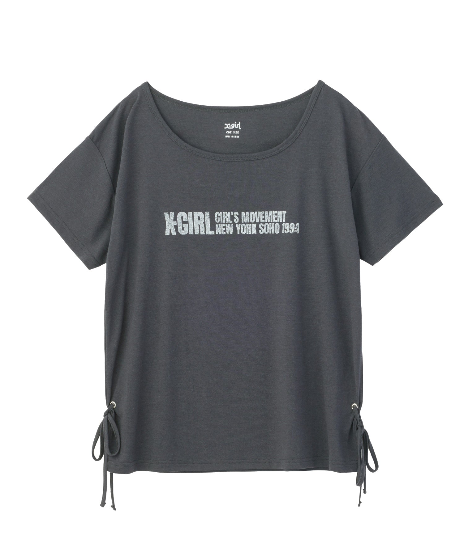 RIBBONED HEM FADED LOGO S/S TEE