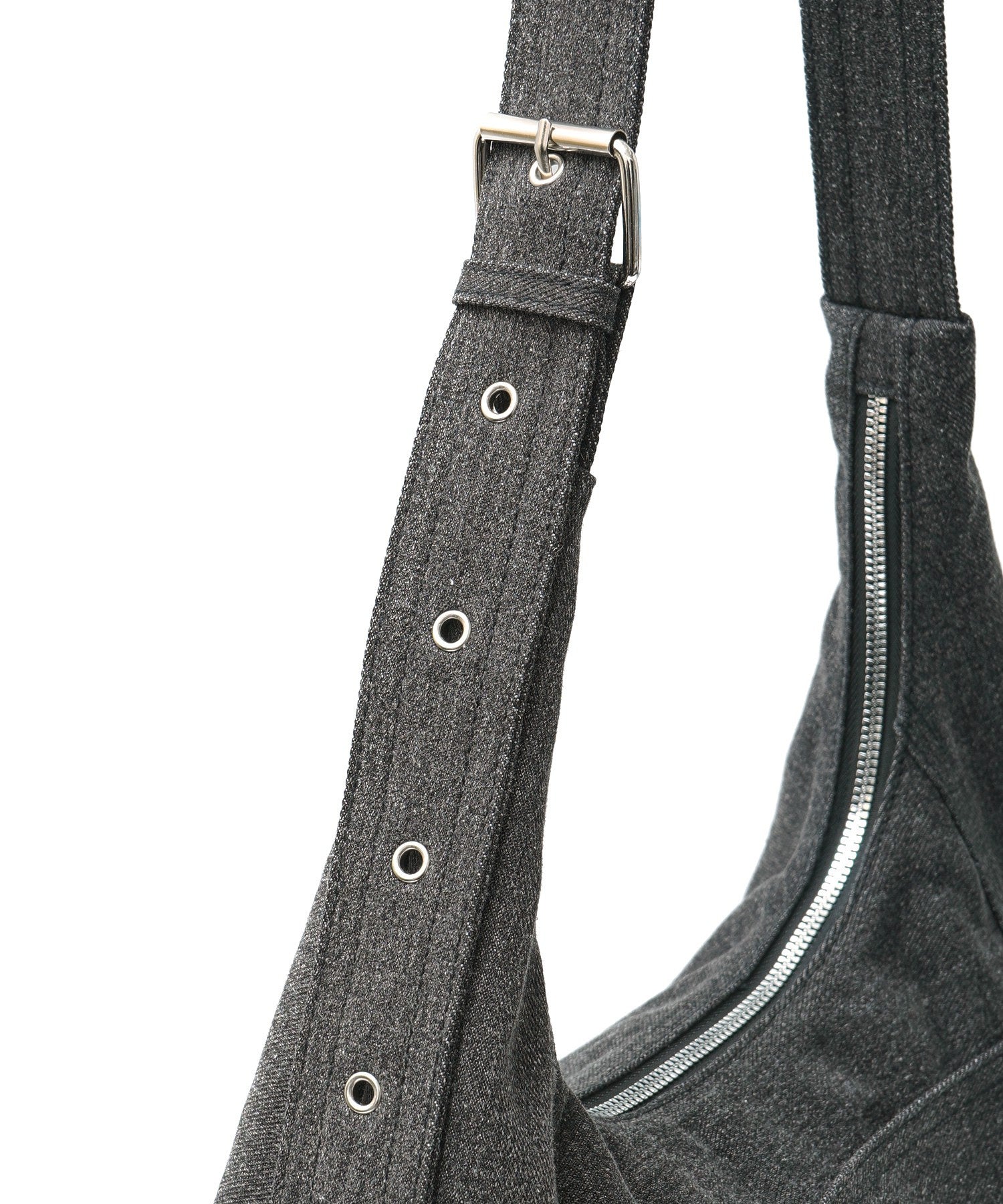 STUDDED DENIM SHOULDER BAG