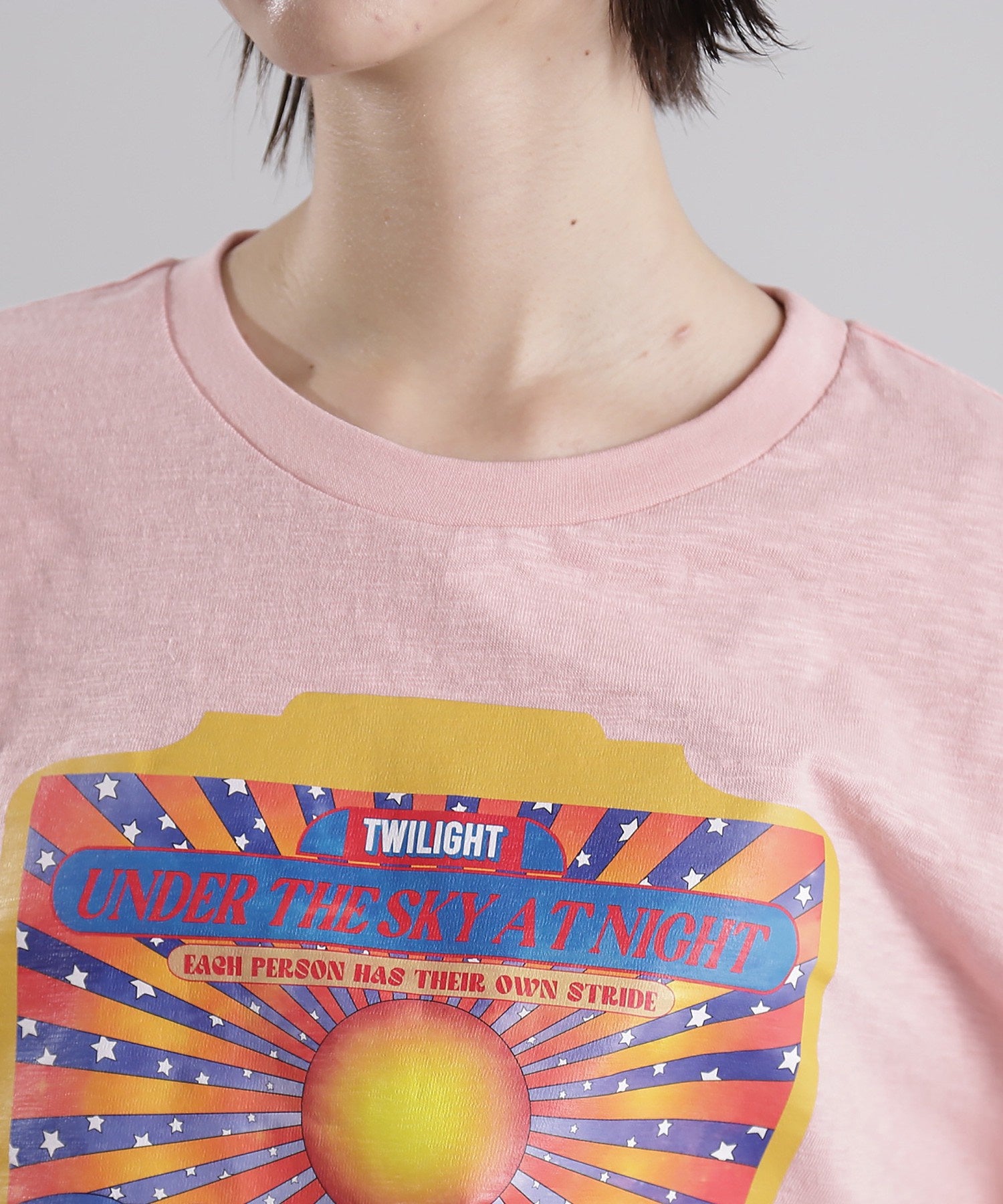 OKIRAKU×ROSE BUD/袖配色 プリントTシャツ