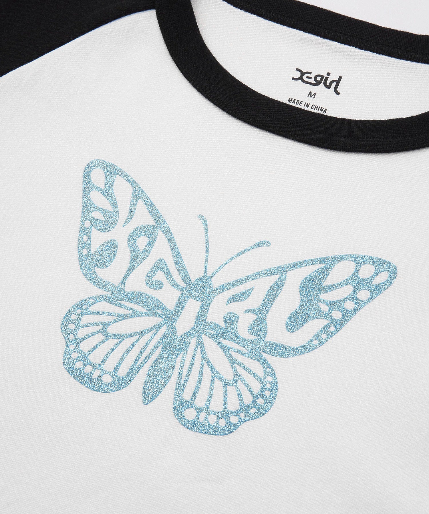 GLITTER BUTTERFLY RAGLAN S/S BABY TEE