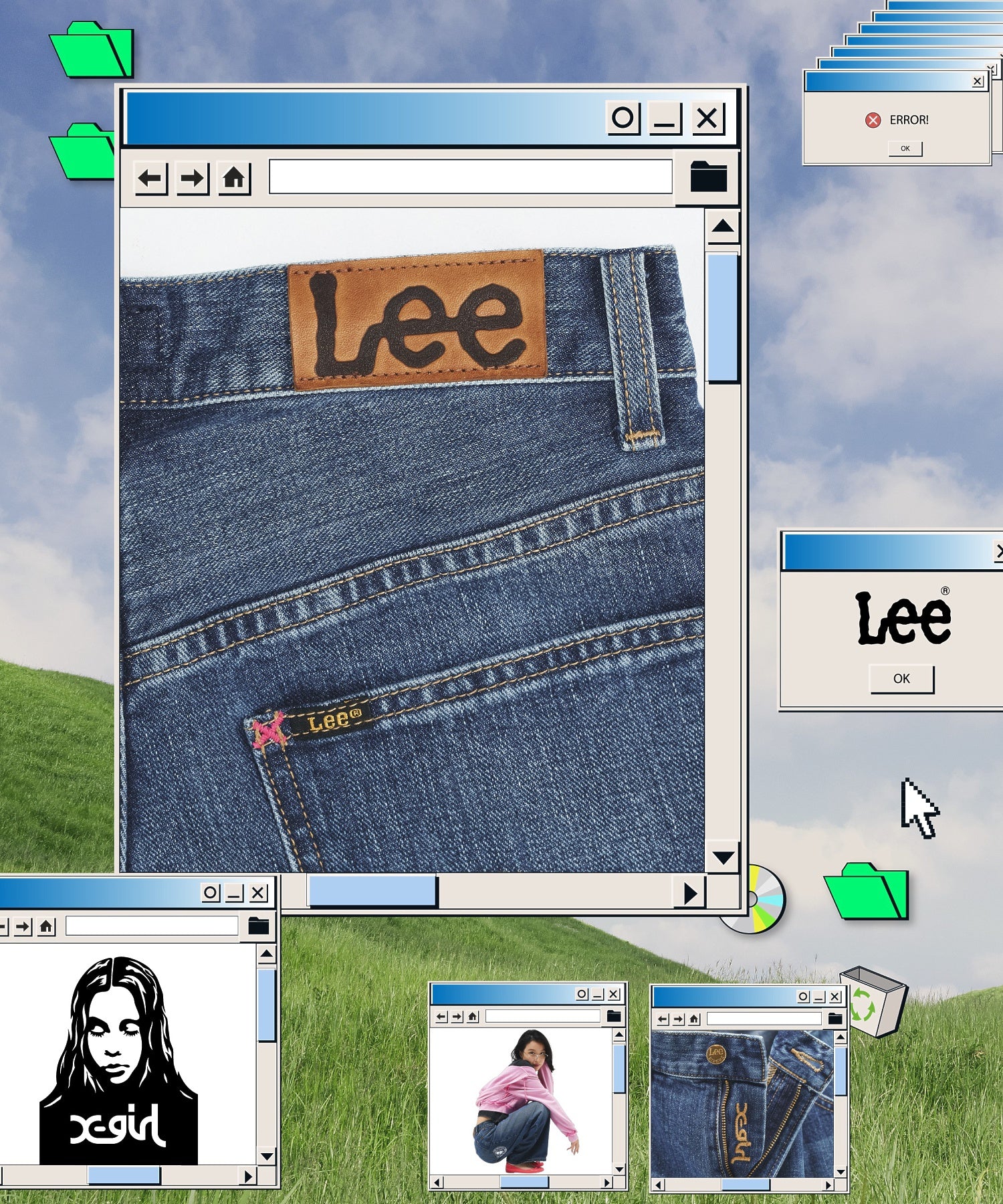 X-girl x Lee TUCK WIDE DENIM PANTS
