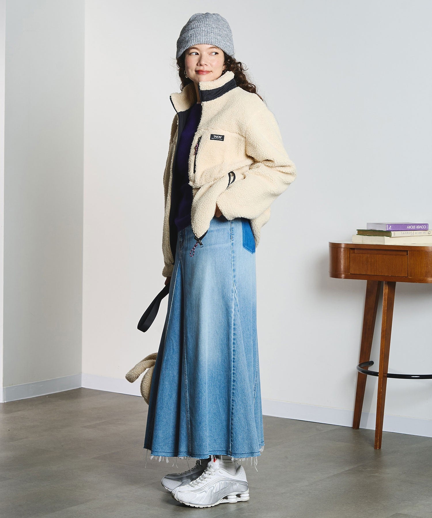PANEL DENIM LONG SKIRT