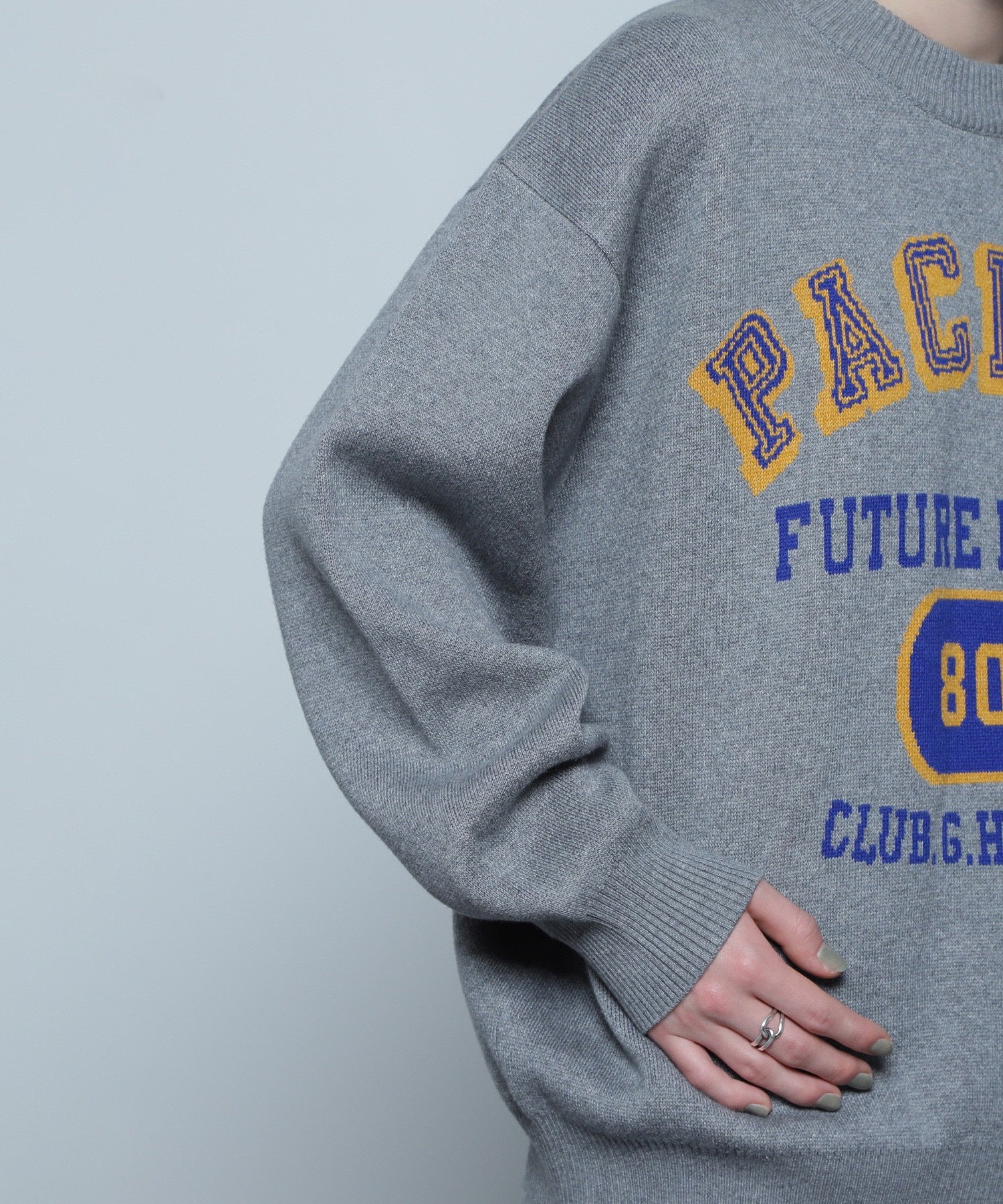 GENE HEAVENS/カレッジライクロゴ ジャカードニット