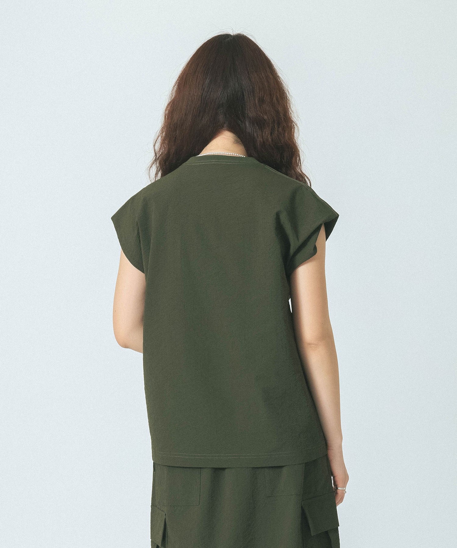 THOUSAND MILE×GENE HEAVENS/FRENCH SLEEVE TOP & MAXI CARGO SKIRT SET UP