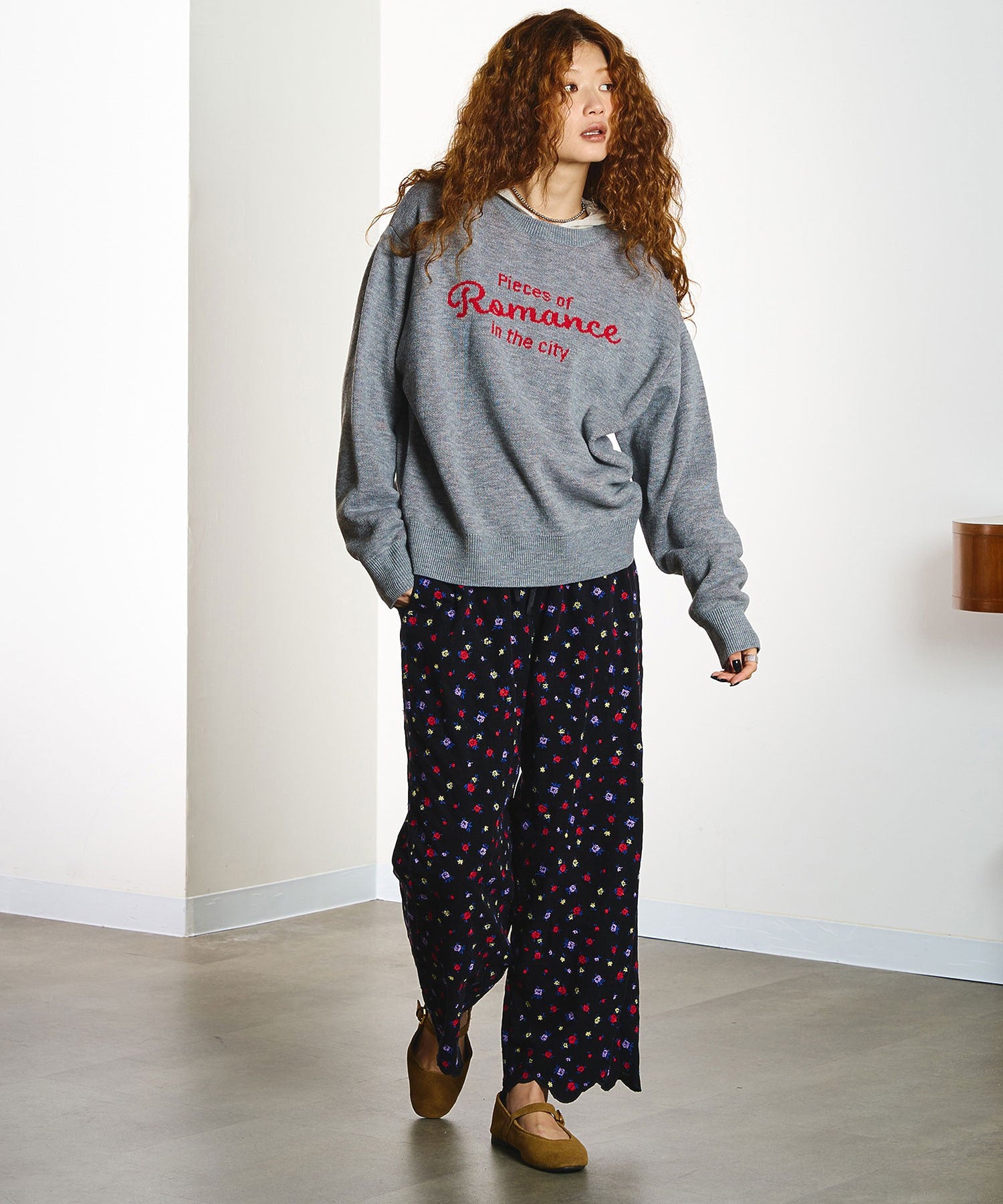 【ROSE BUD別注】INDIA IS BEAUTIFUL and ROSE BUD/CORDUROY FLORAL EMBROIDERY PANTS