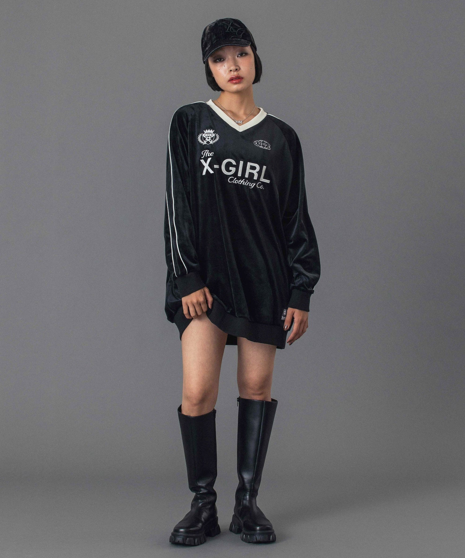 VELOUR GAME SHIRT DRESS