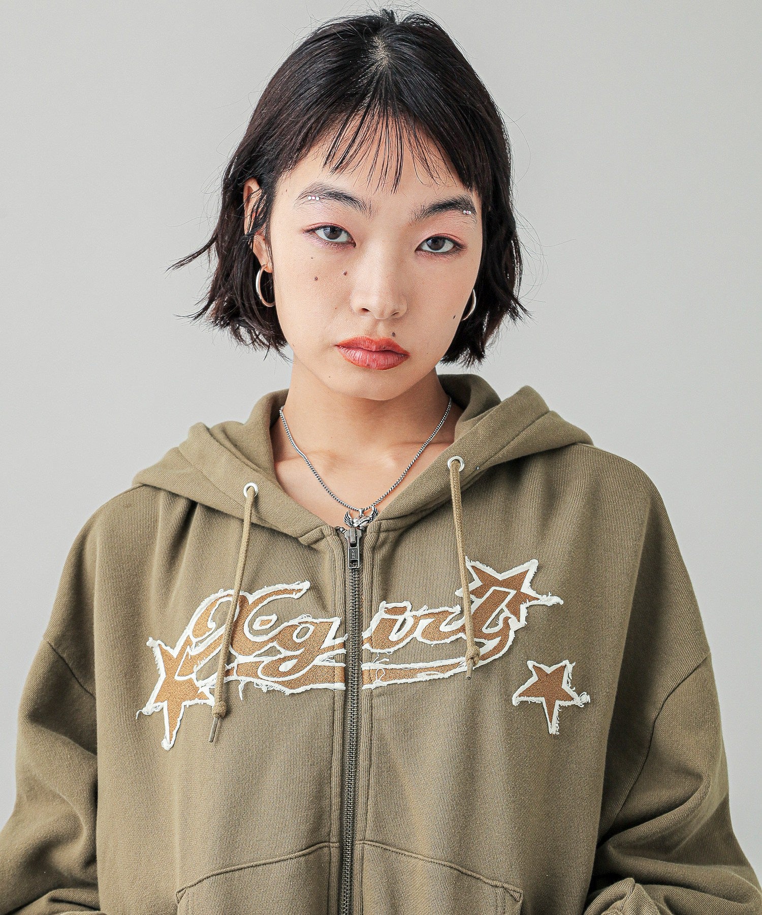 X-girl STAR LOGO ZIP UP HOODIE