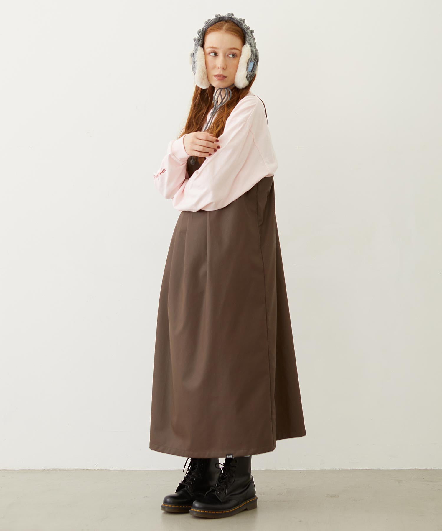 FAUX LEATHER TUCK DRESS