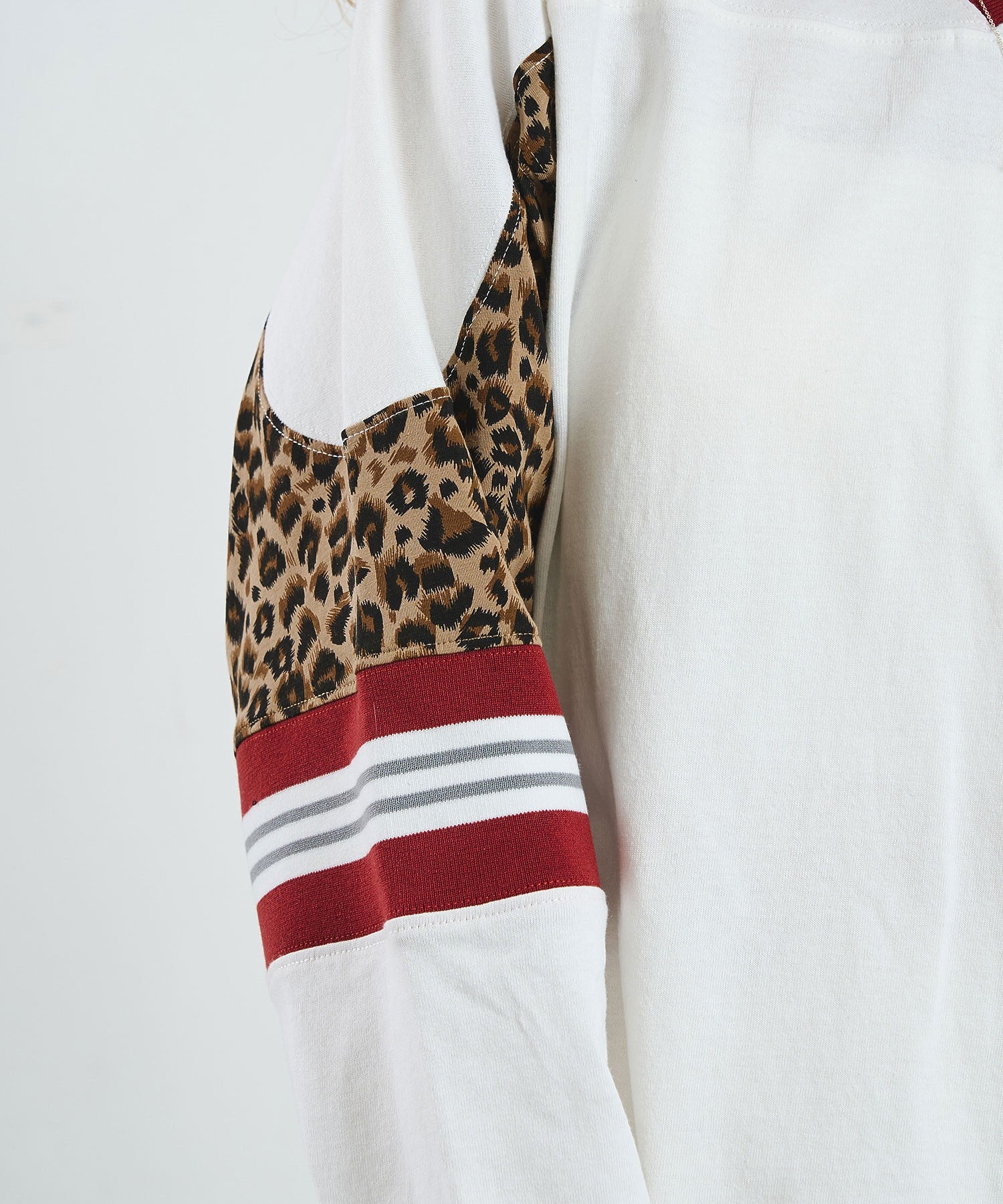 OKIRAKU×ROSEBUD/LEOPARD PANEL FOOTBALL TOP