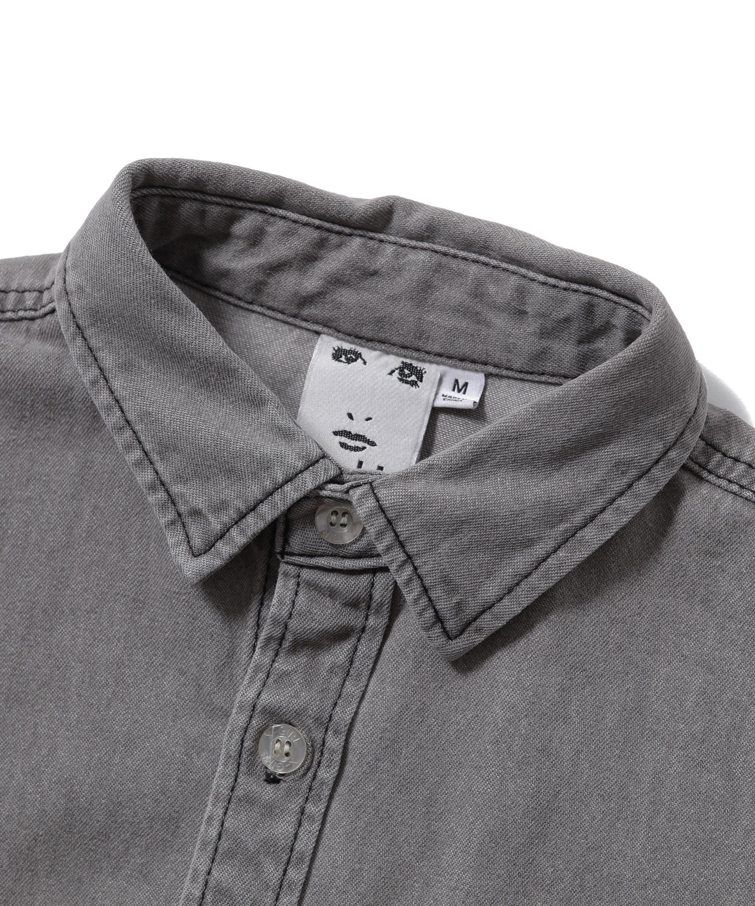 SCRIPT LOGO BLEACHED DENIM SHIRT