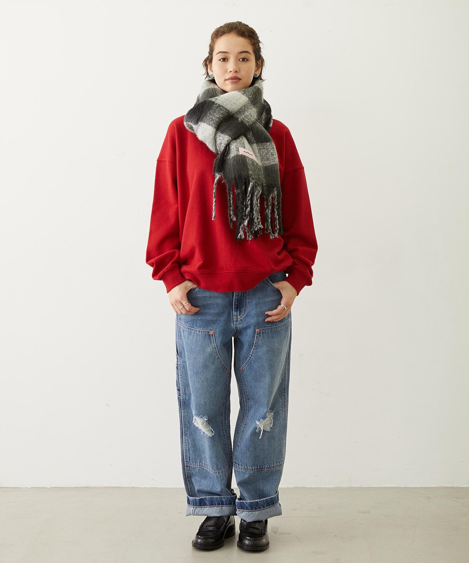 GINGHAM CHECK LOGO STOLE