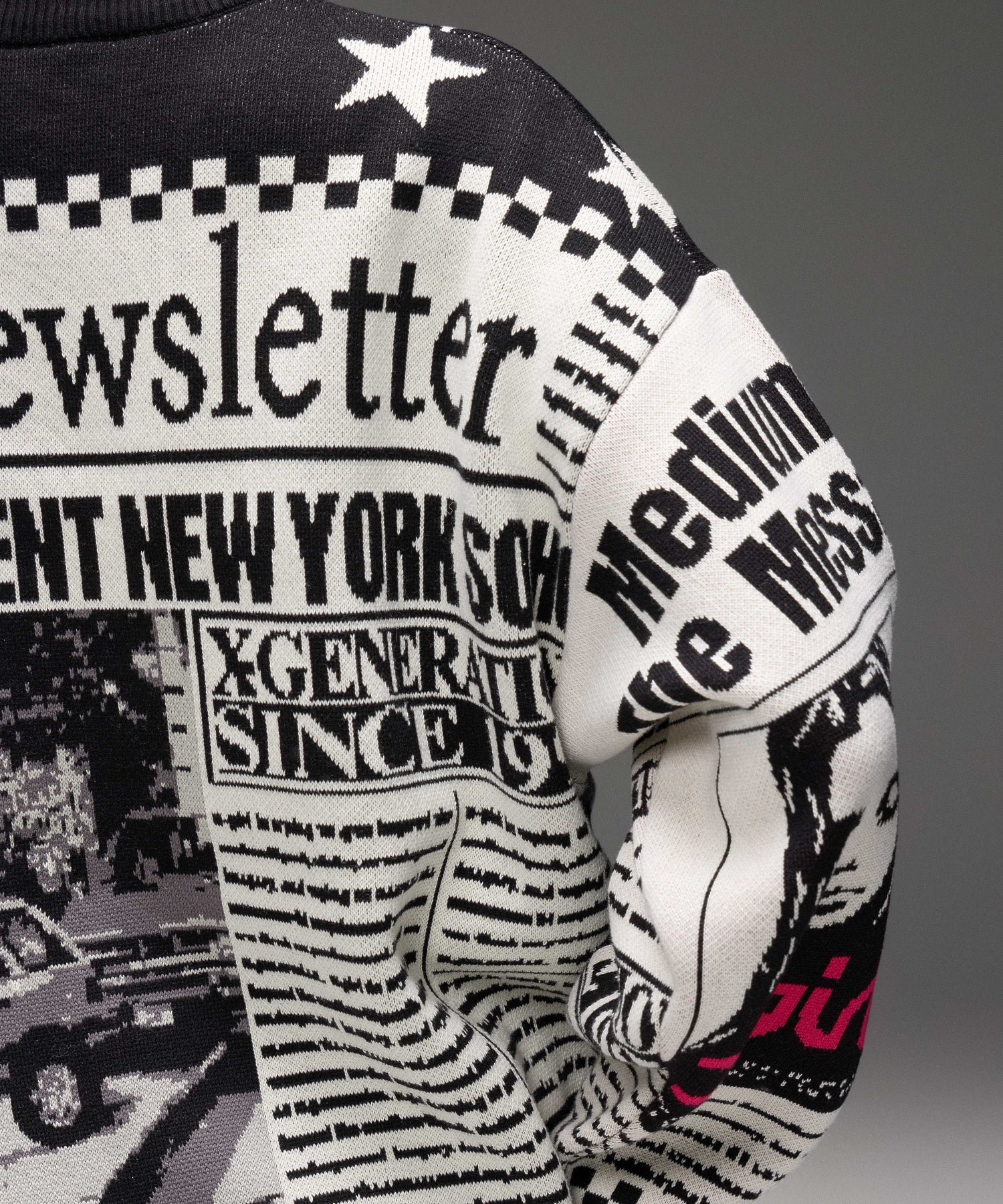 X-girl NEWS LETTER JACQUARD KNIT TOP