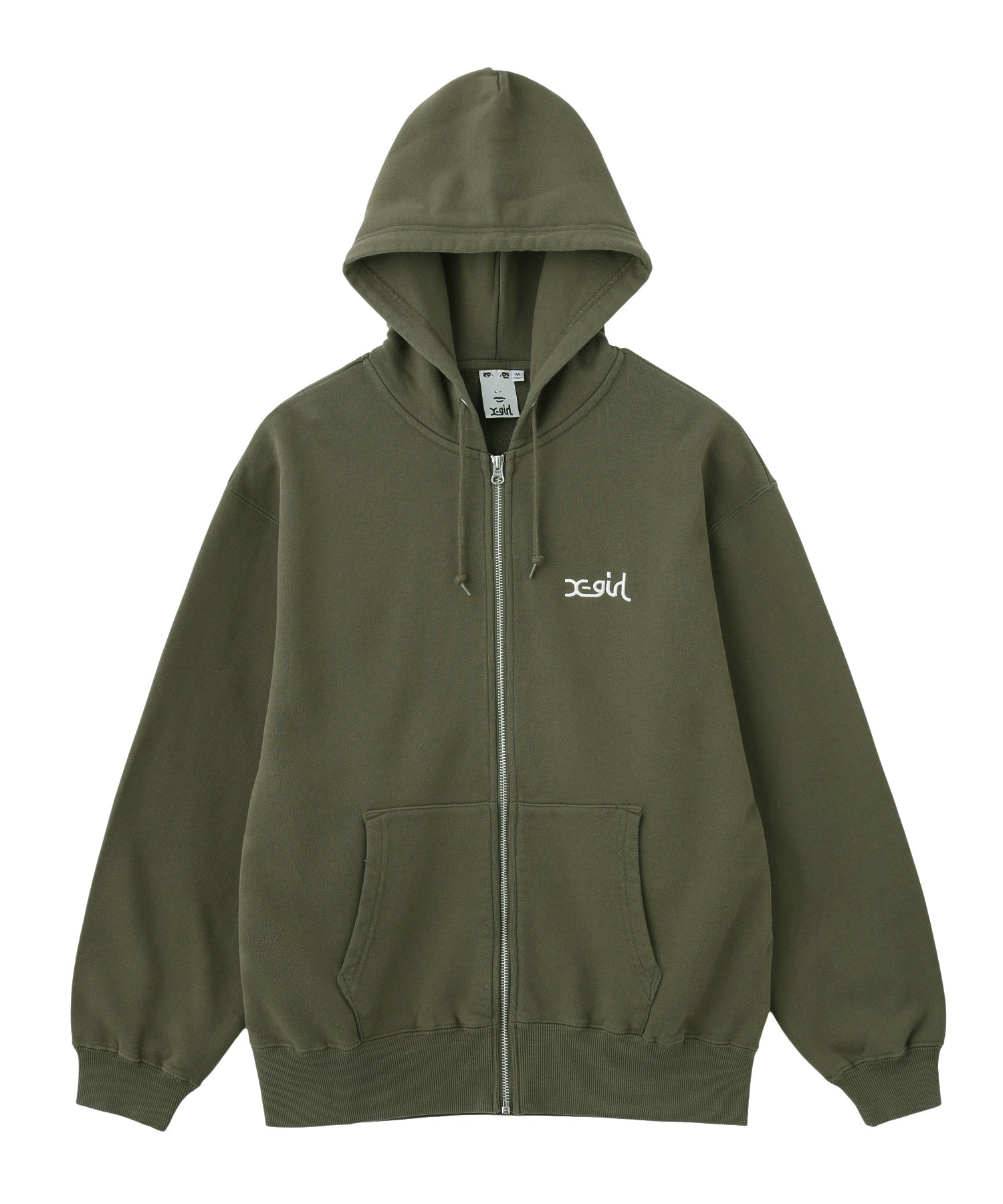FACE IN CIRCLE LOGO PATCH ZIP UP SWEAT HOODIE