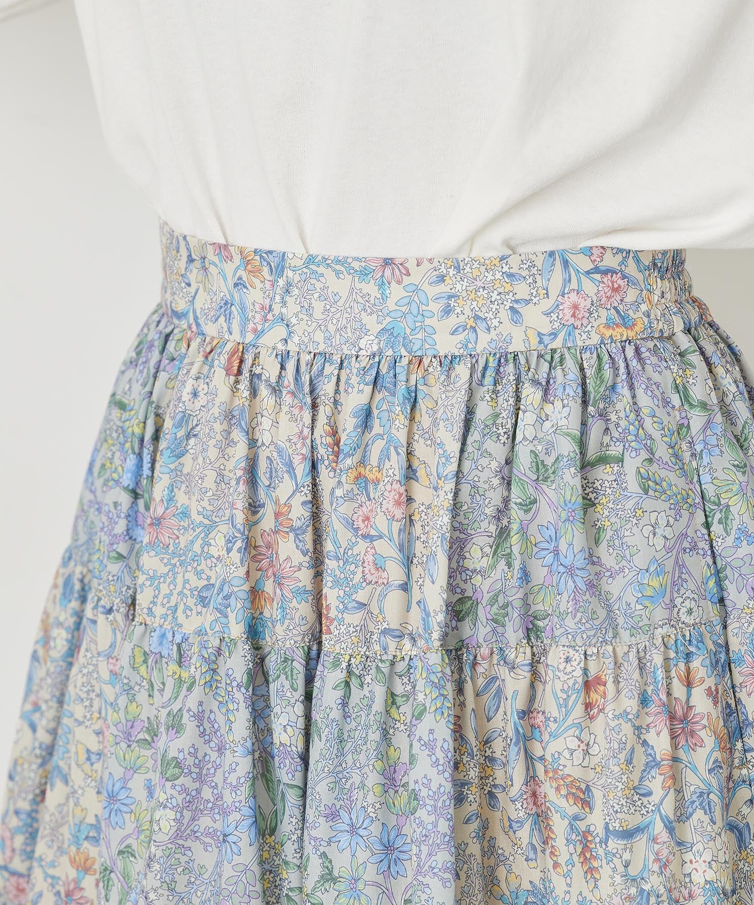 FLORAL PATTERN PANELED SKIRT MILKFED.