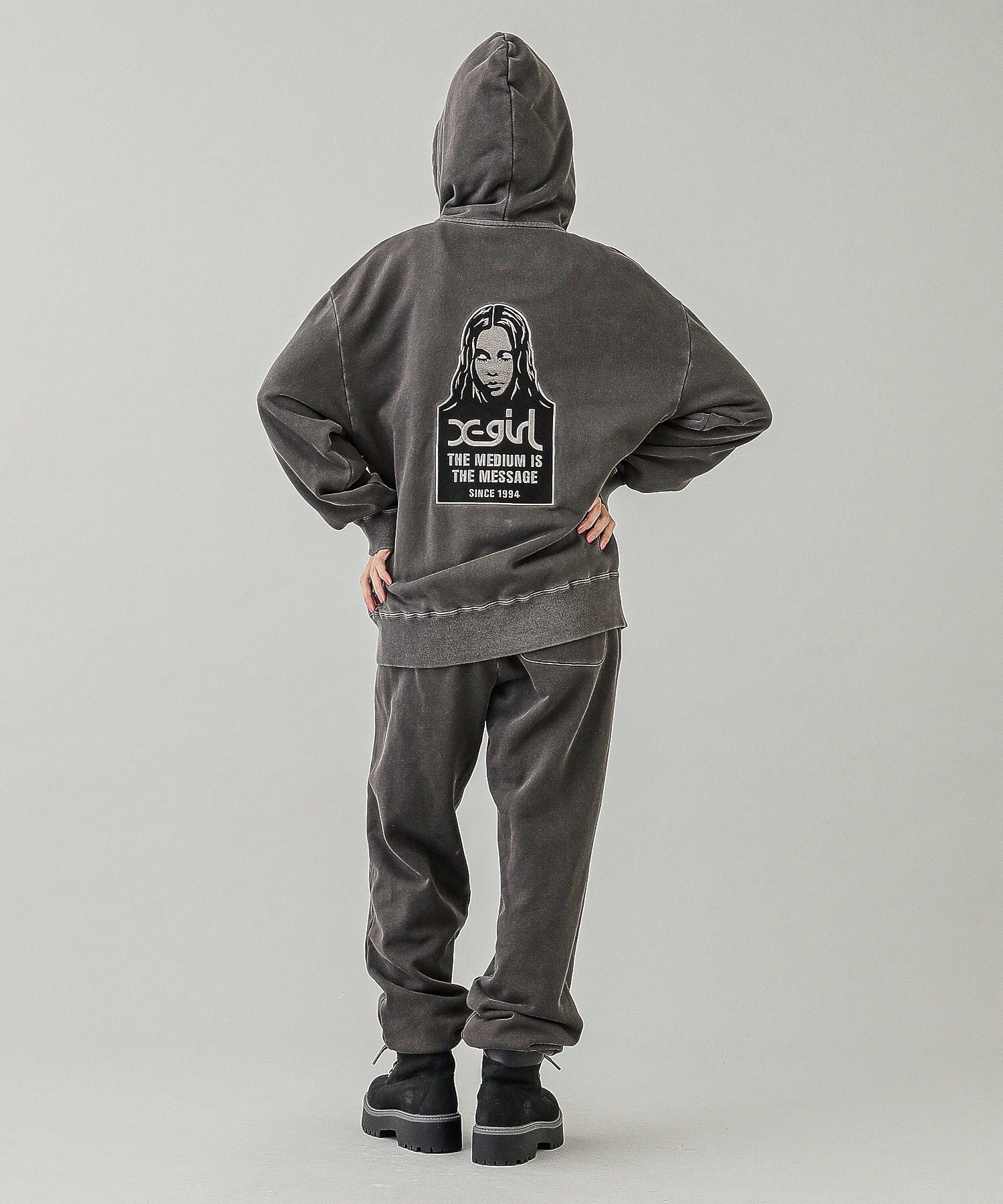 MESSAGE AND FACE FADED ZIP UP SWEAT HOODIE