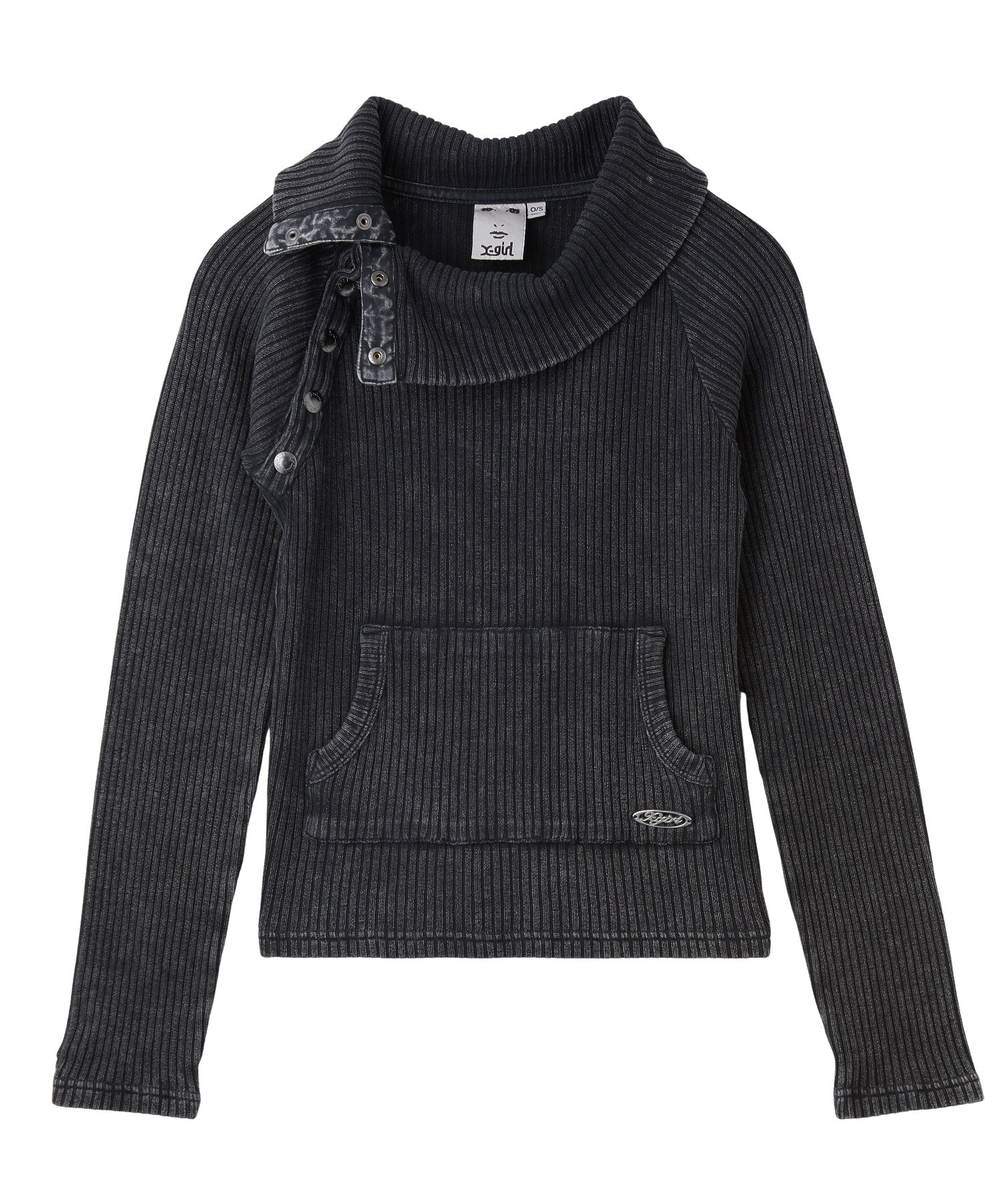 DEFORMED NECK FADED RIB TOP