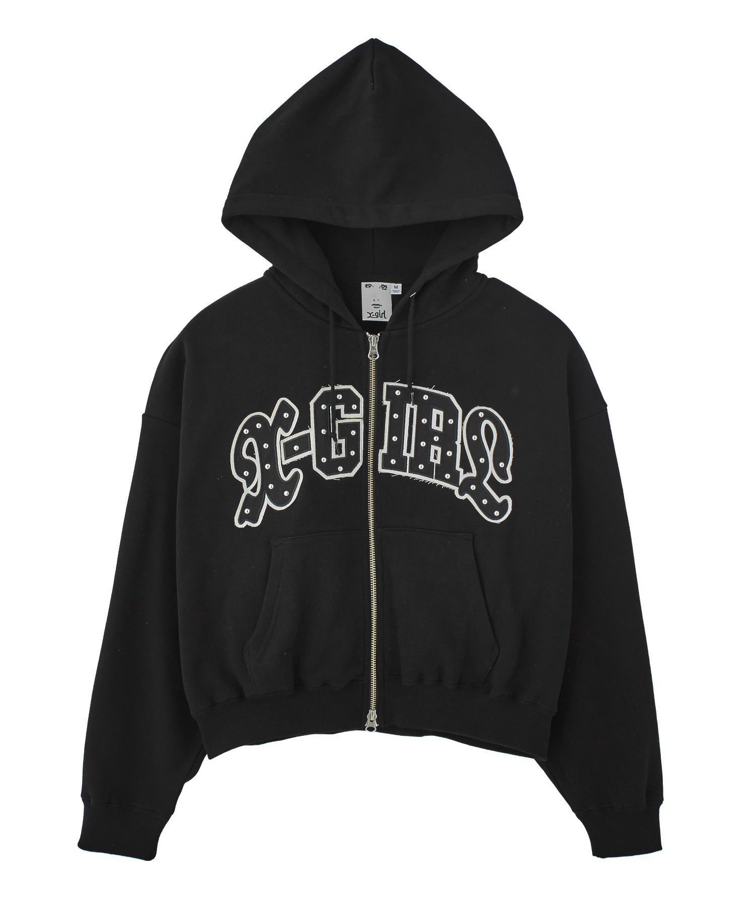 STUDDED LOGO ZIP UP SWEAT HOODIE