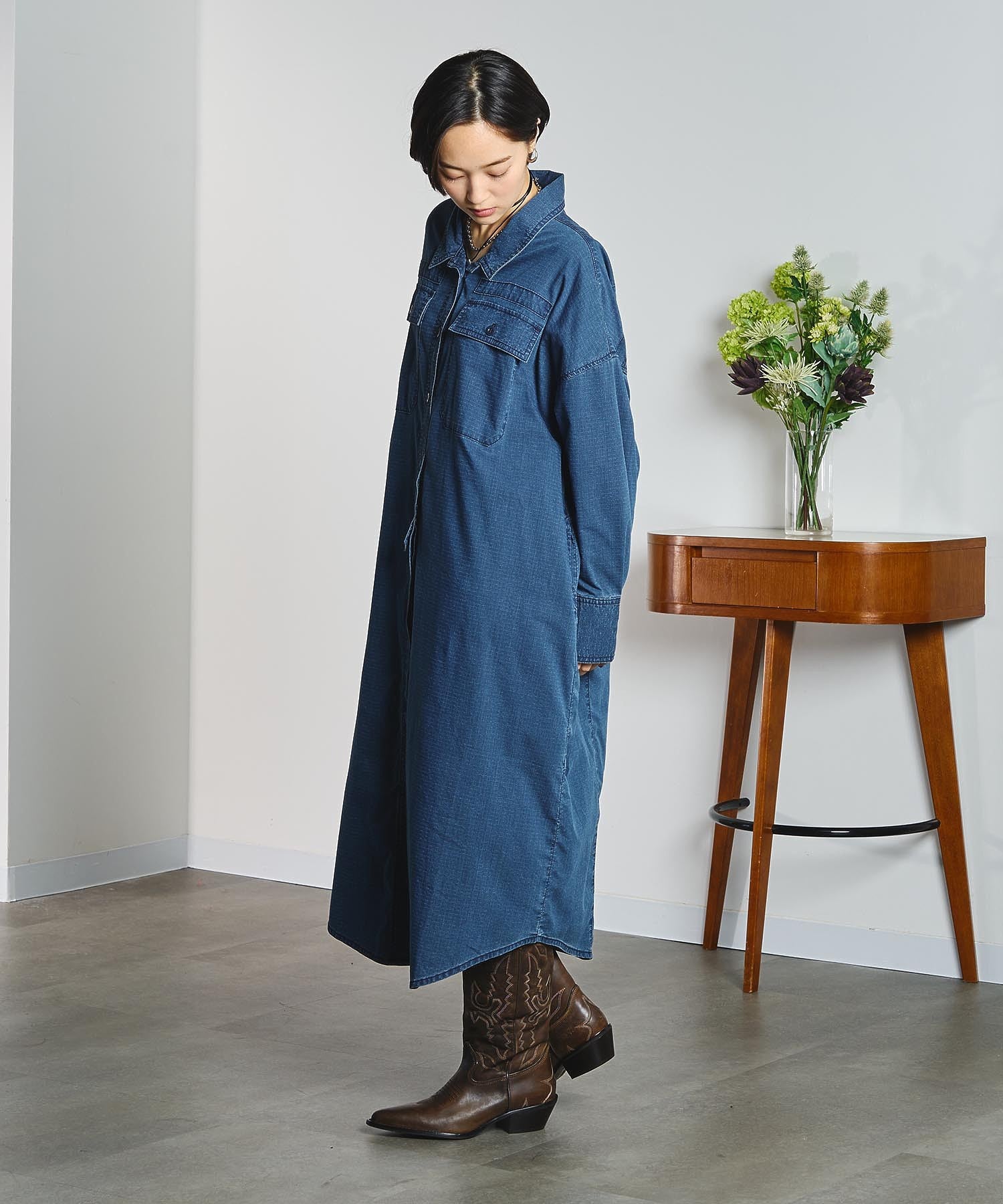 RIP STOP WORK POCKET SHIRT DRESS