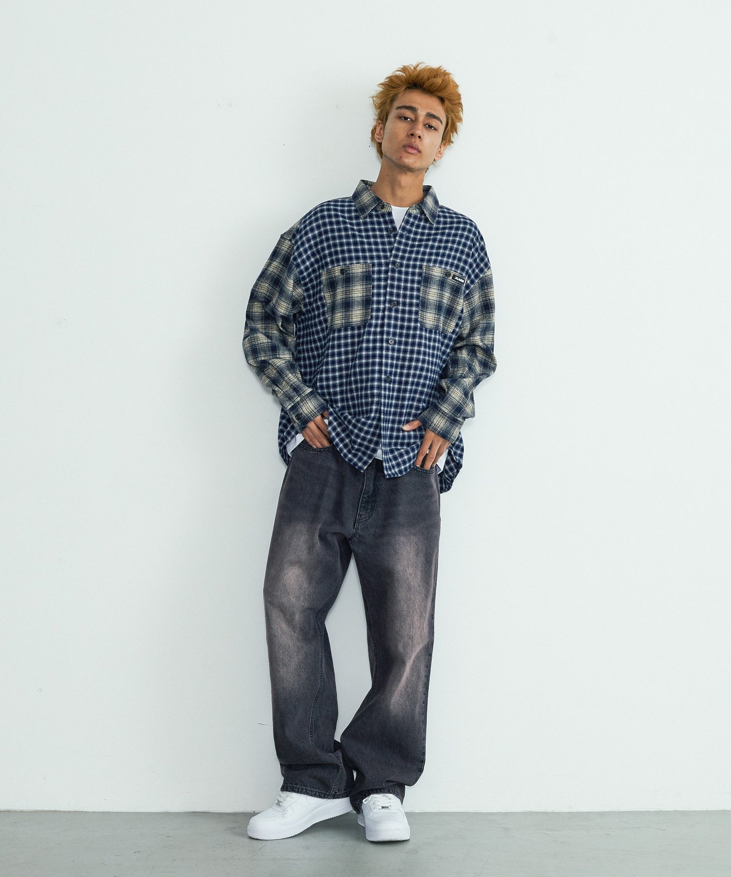 PLAID PANEL L/S SHIRT