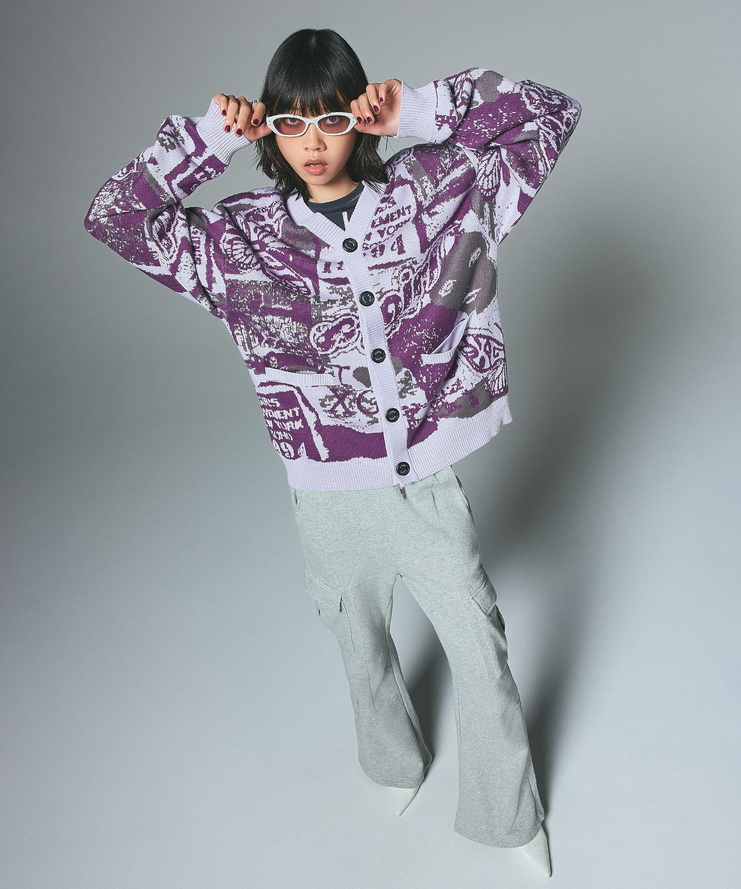 CARGO POCKET FLARE SWEAT PANTS