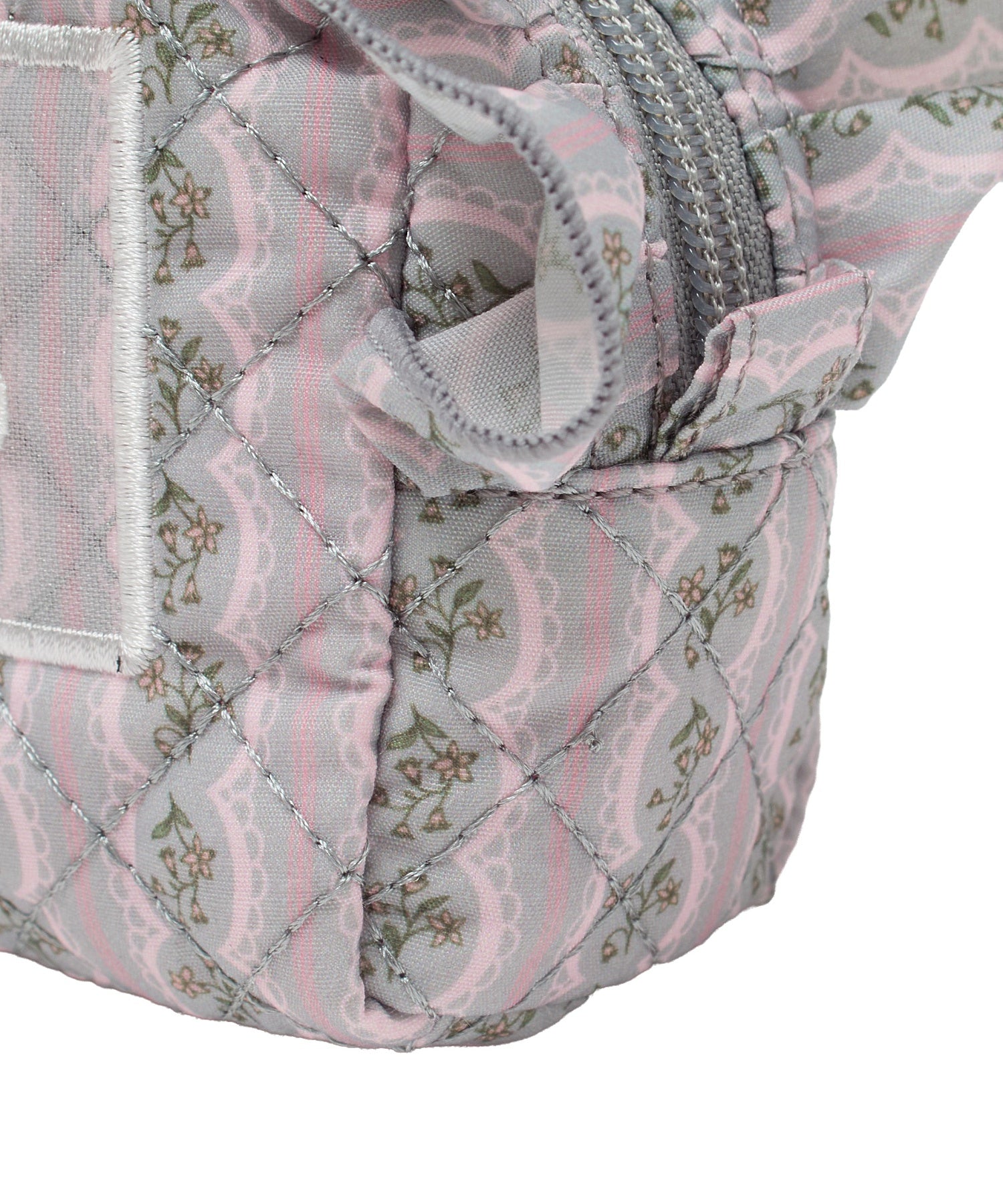 STRIPED FLOWER QUILTED POUCH