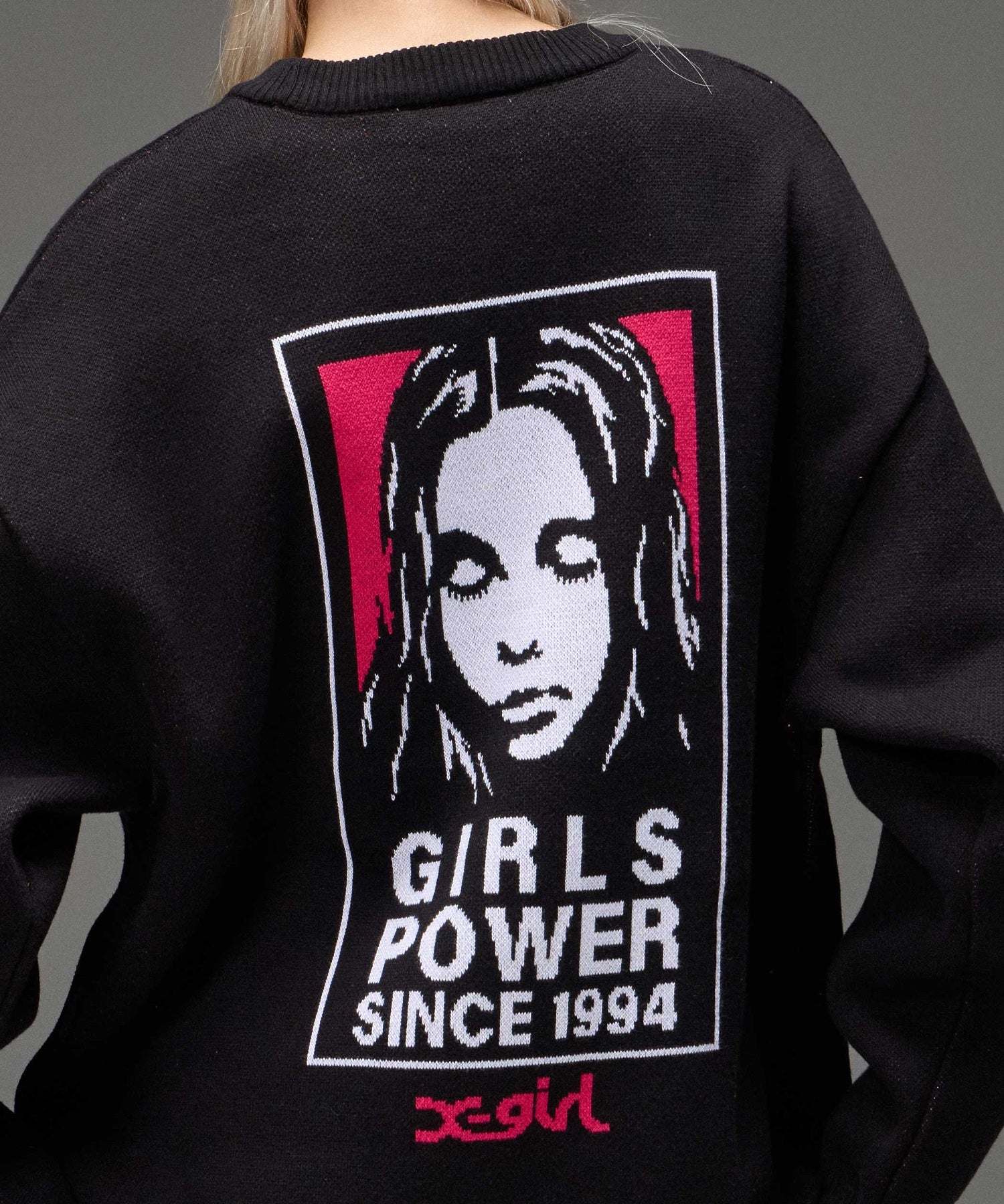 BOX LOGO AND FACE JACQUARD KNIT TOP