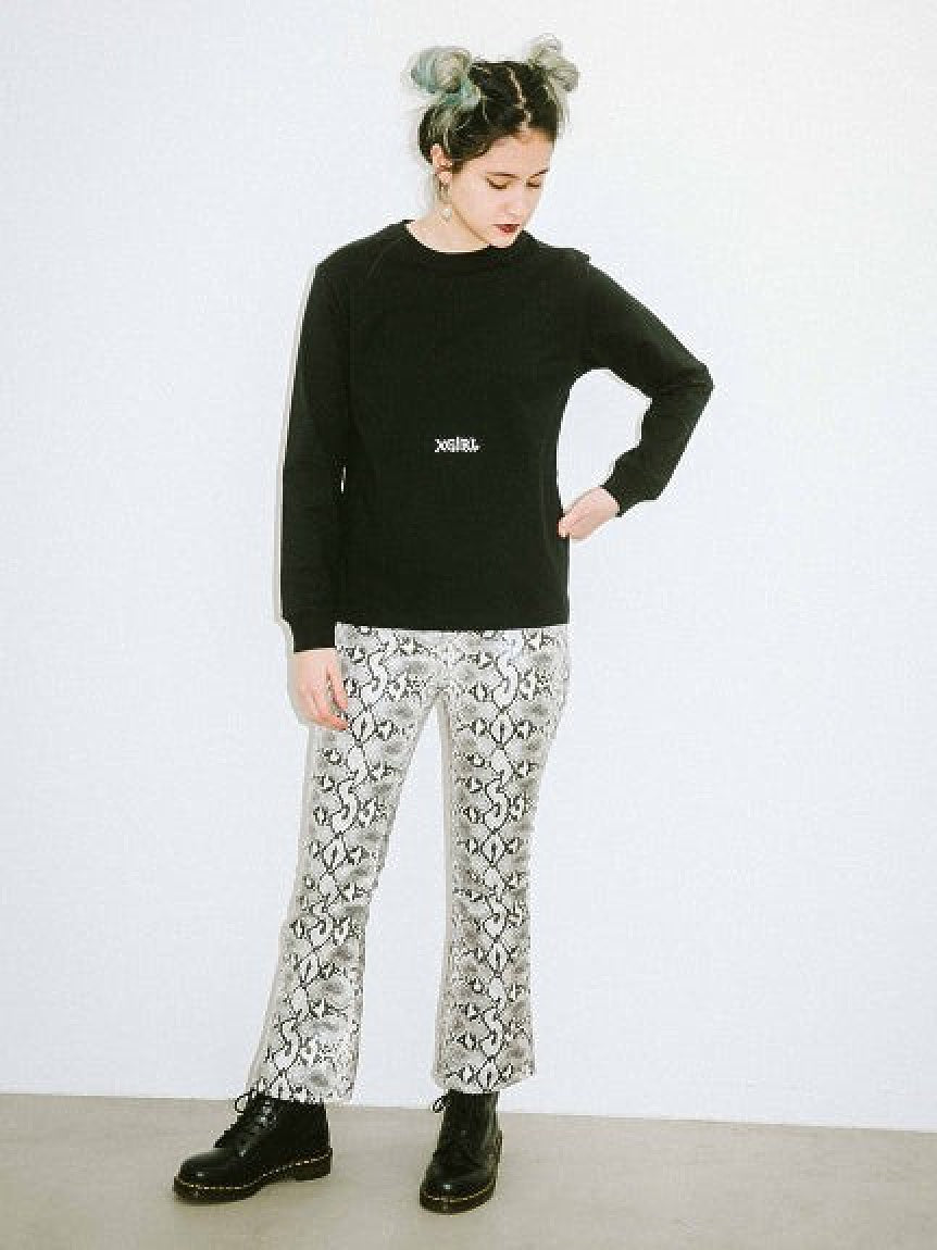 SNAKE PATTERN FLARE PANTS X-girl
