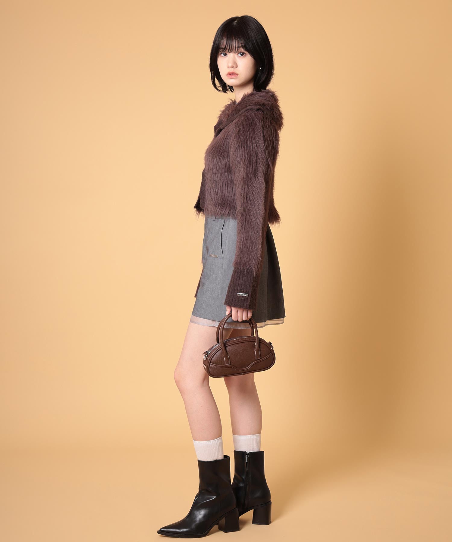 ビッグカラーシャギーニットカーディガン