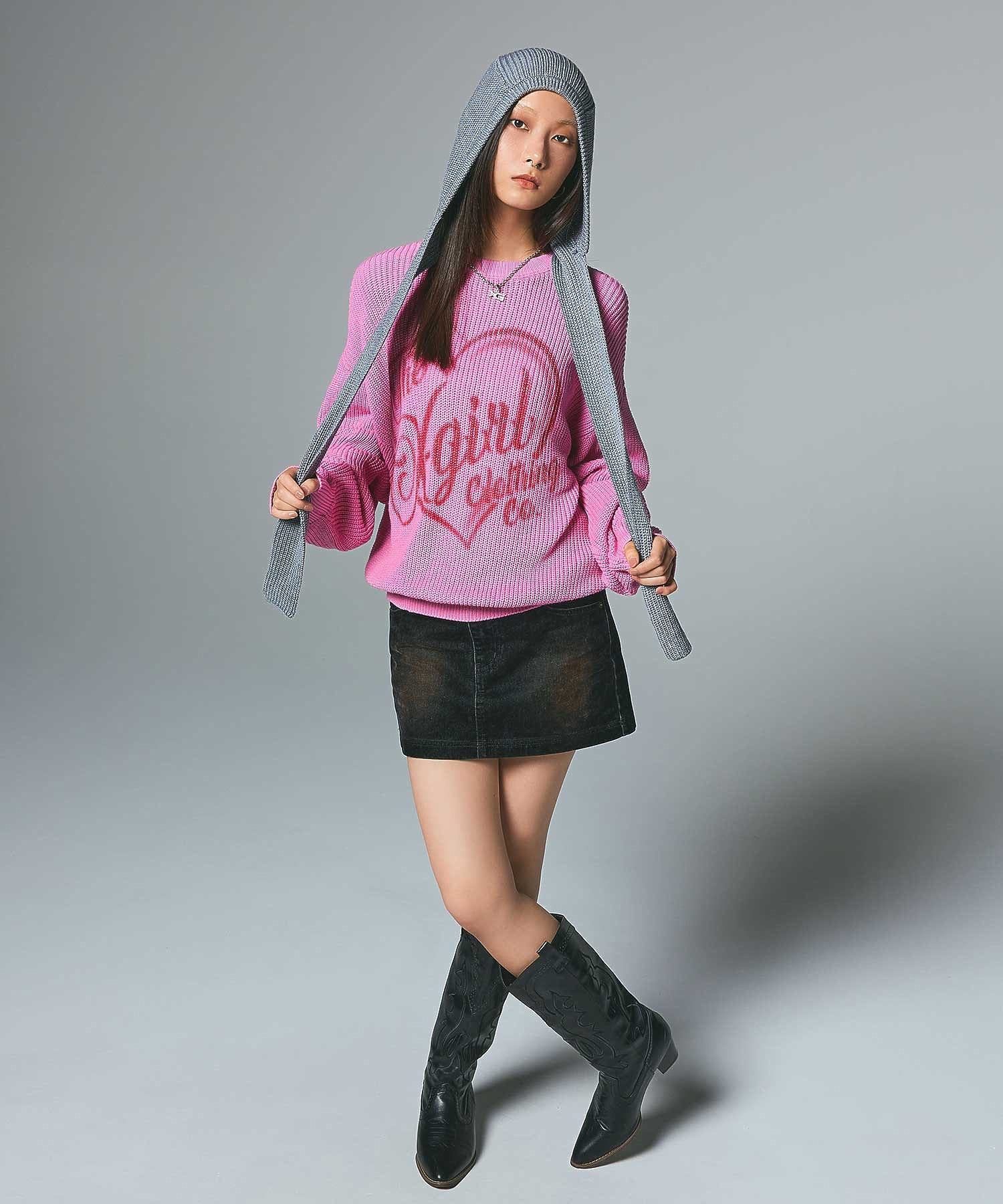HEART SPRAY LOGO KNIT TOP