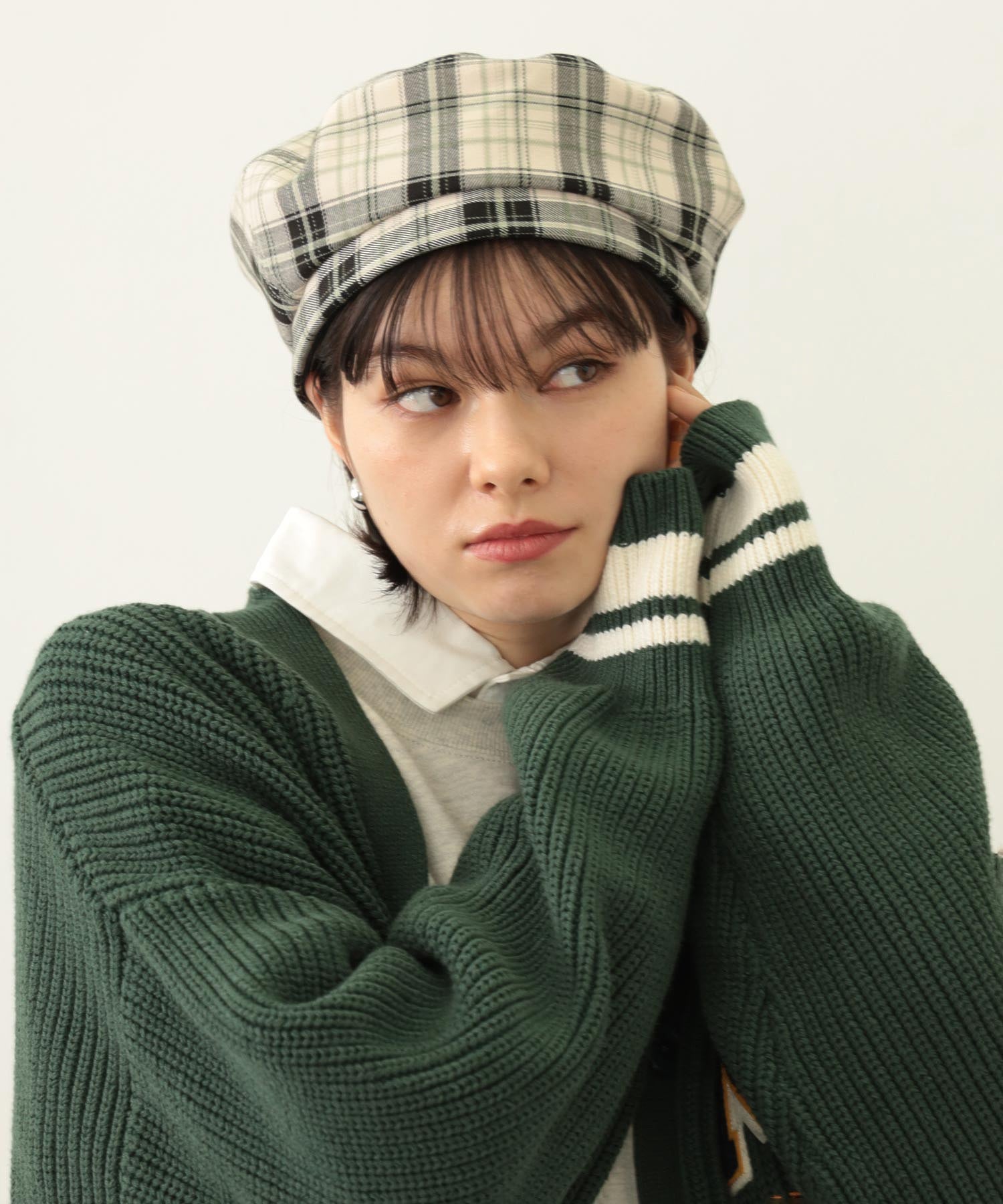 LOGO PLAID BERET